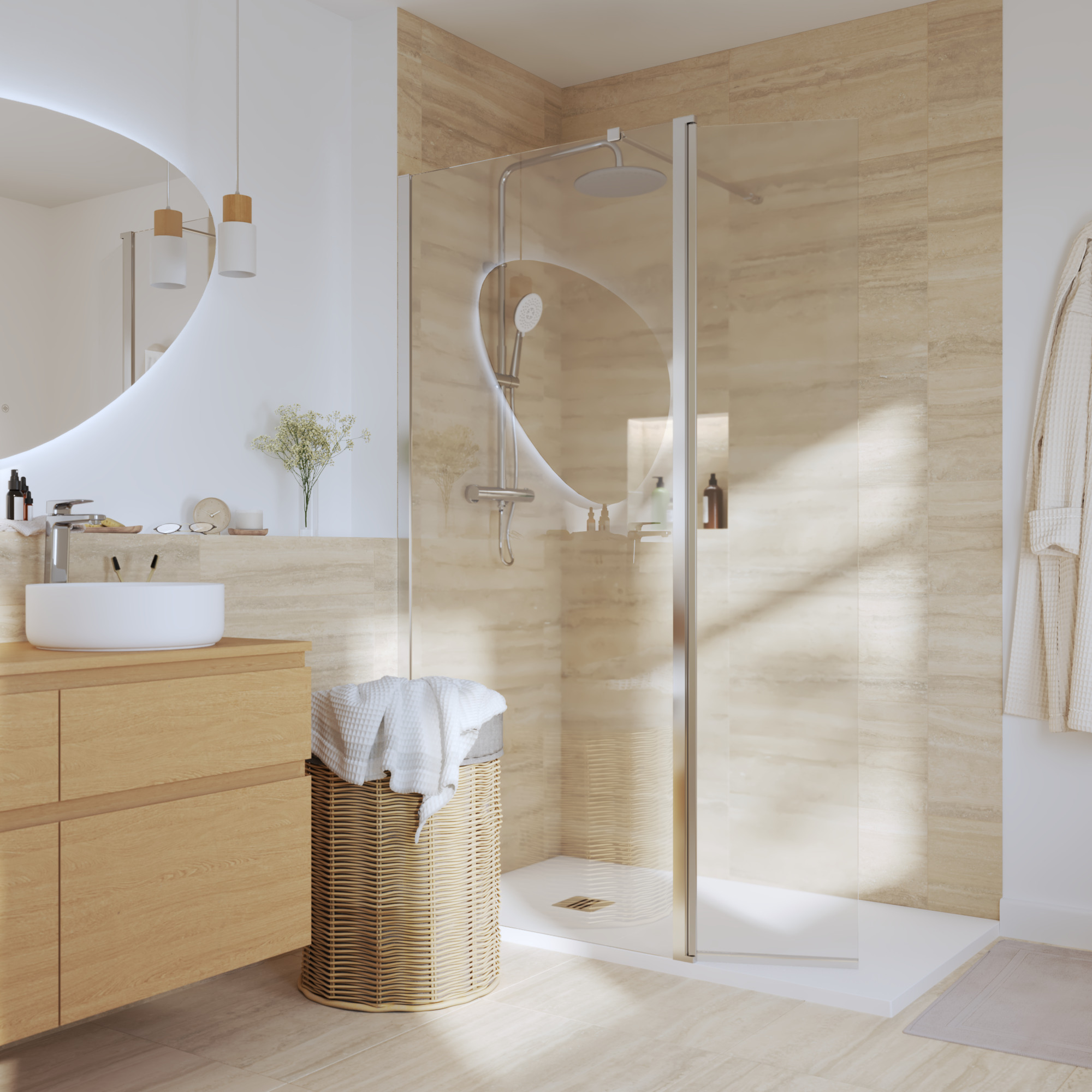 Kabina Walk-in Remix 90x200 transparentna profil chromowany Sensea - 3