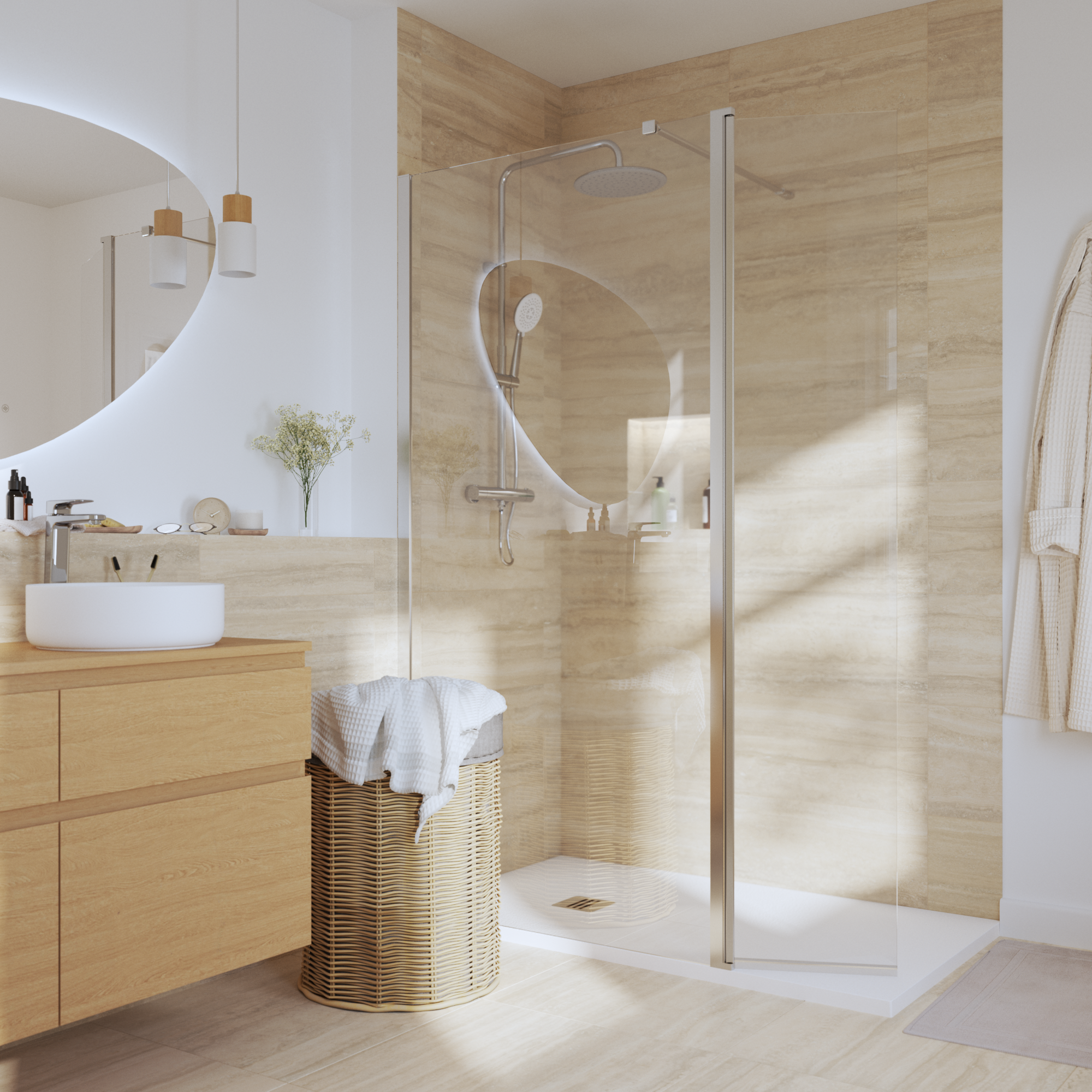 Box doccia walk-in Remix, vetro 8 mm, L 97-98.5 cm x H 200 cm, profilo cromo - 2