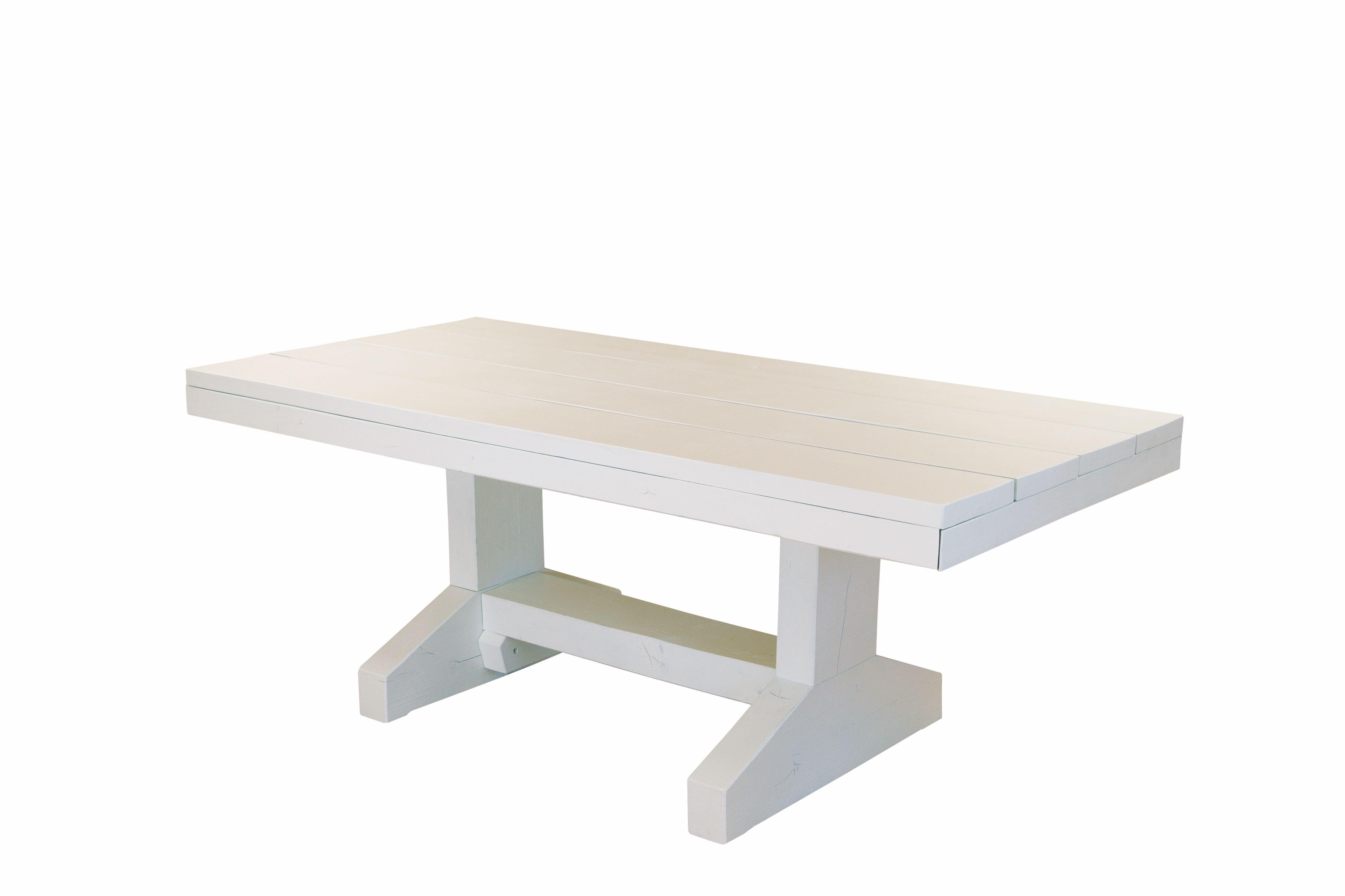 mesa de jardin de madera express blanco de 280x75x95 cm