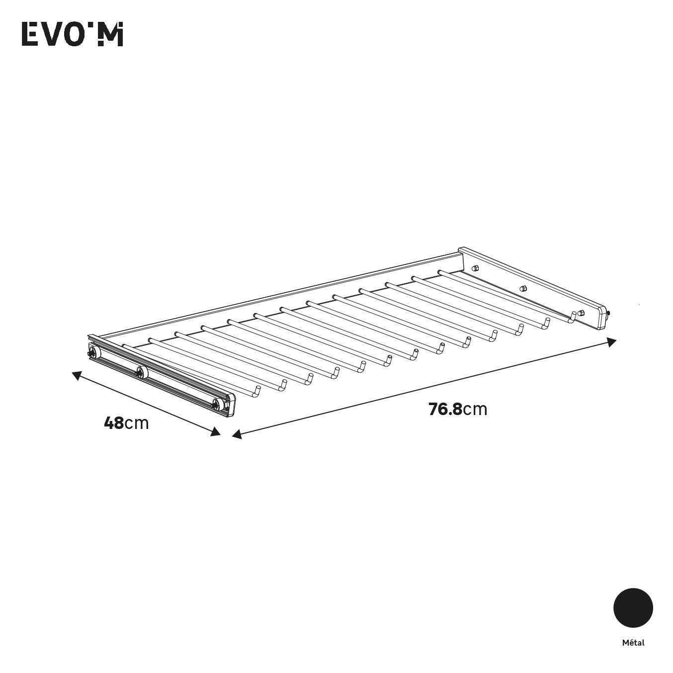 Porte-pantalons coulissant SPACEO Evo'M métal noir pour caisson L.80 cm - 3