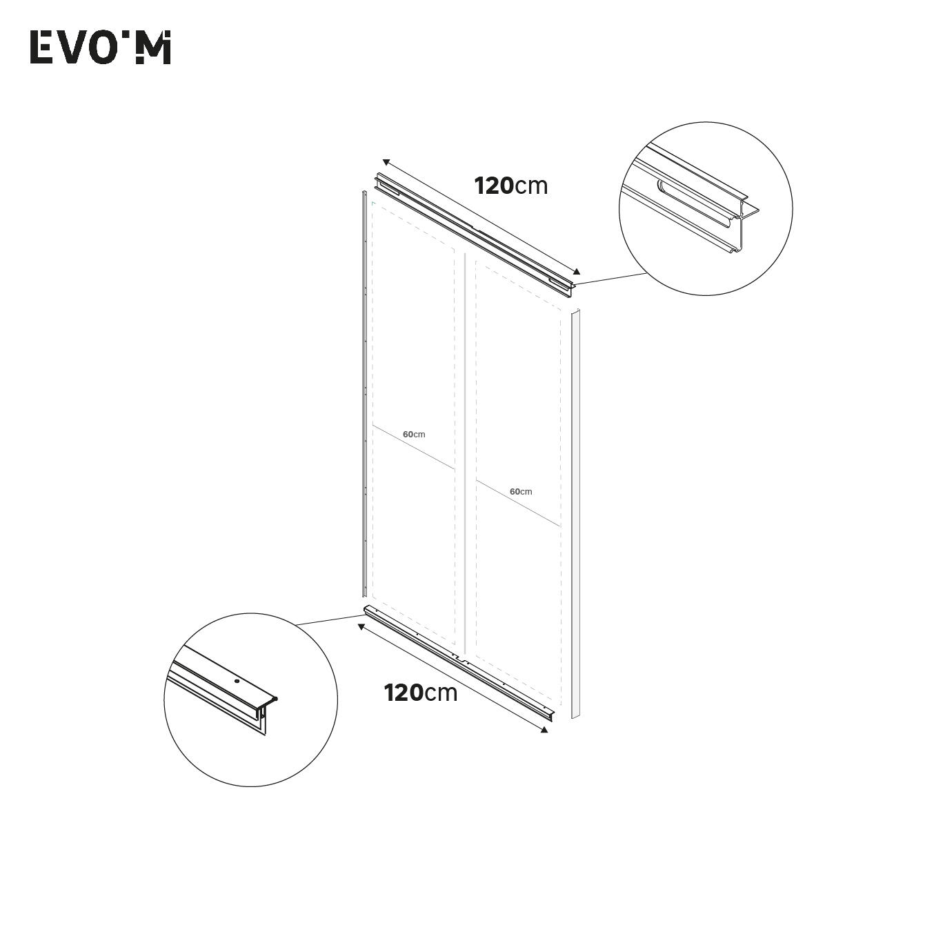 Set guía para 2 puertas correderas de armario Spaceo Evo'M 120 cm - 2