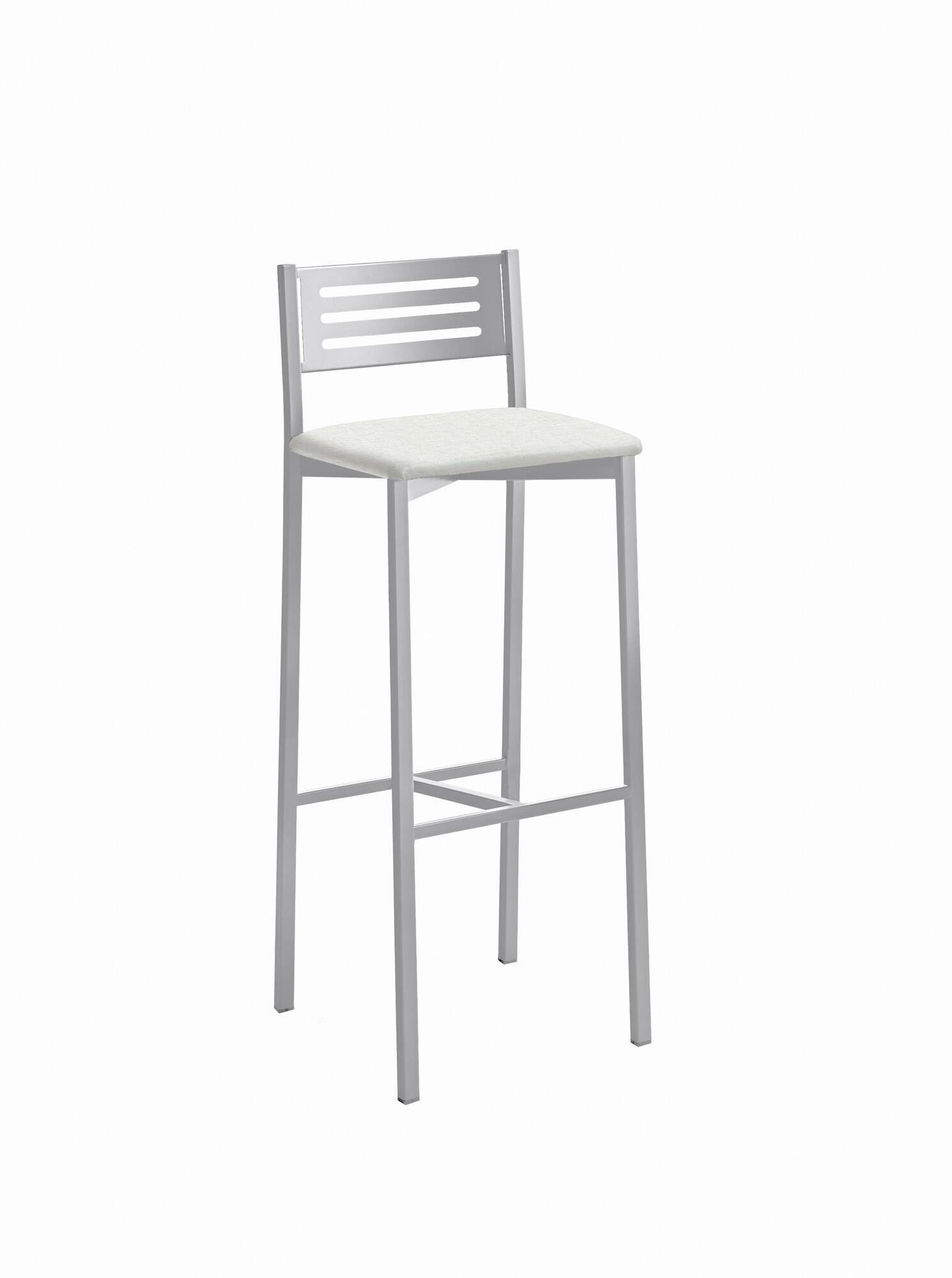 Taburete con estructura de aluminio y asiento textil nieve 33 x 66 cm