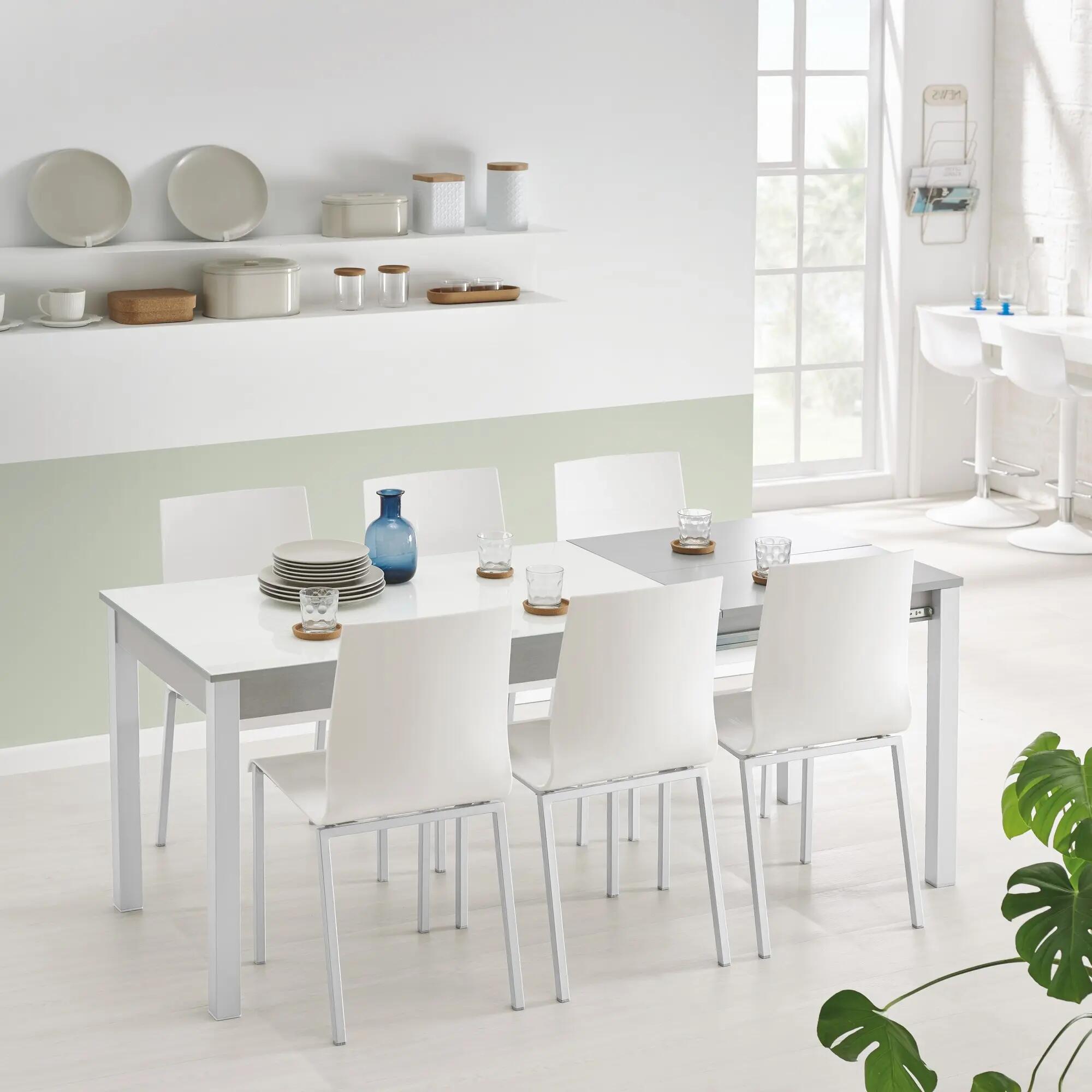 Mesa de cocina atenas en aluminio y laminado blanco 110x70 cm