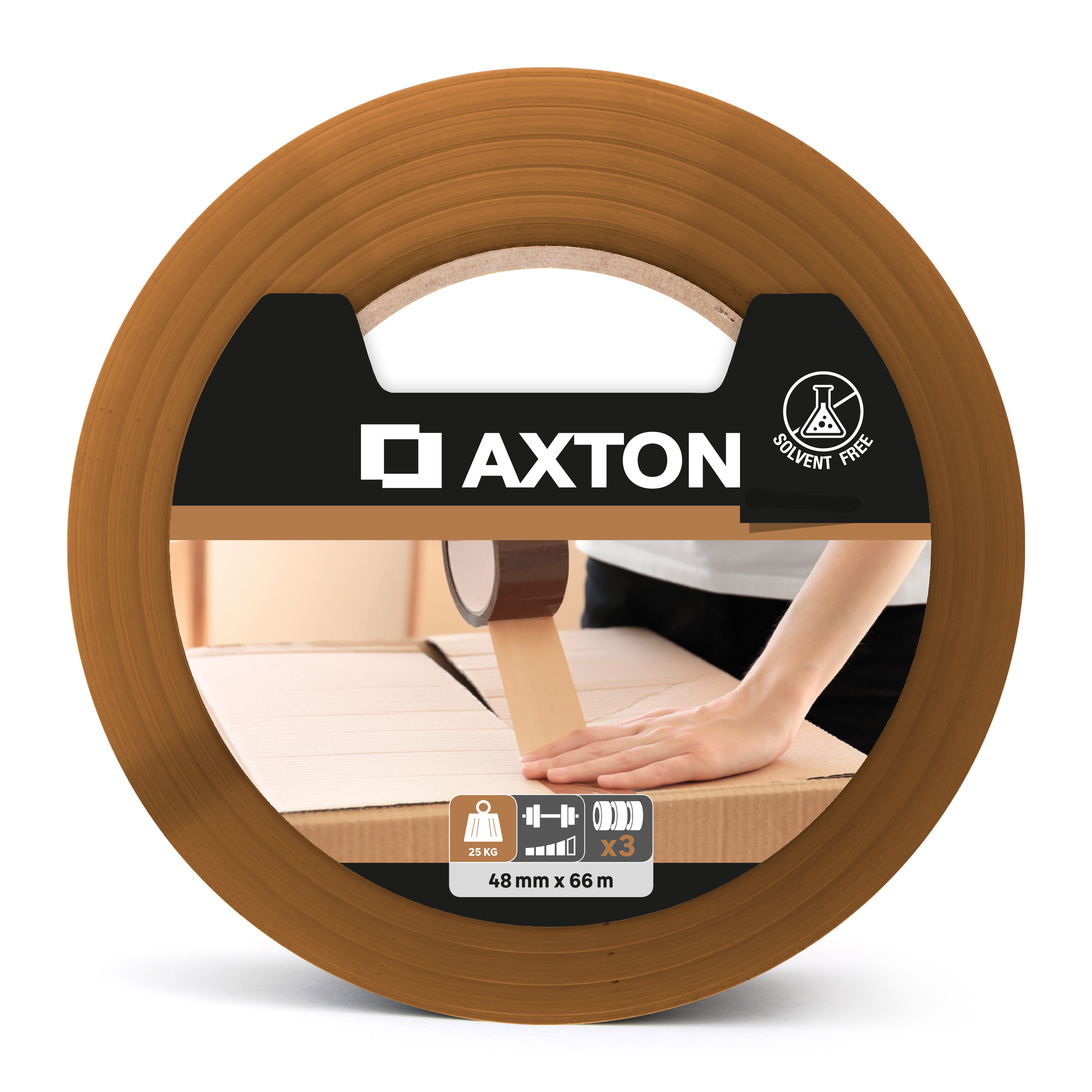 Lot de 3 Ruban adhésif marron D'emballage lot de 3 AXTON L.66 m x l.48 mm - 2