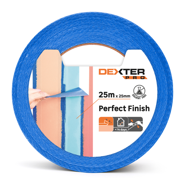 Ruban de masquage DEXTER l.25 mm x L.25 m surfaces lisses bleu
