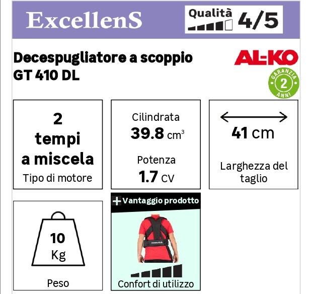 Decespugliatore a scoppio 2 tempi 39.8 cm in alluminio AL-KO GT 410 DL impugnatura a D con lama in acciaio a 3 denti - 6