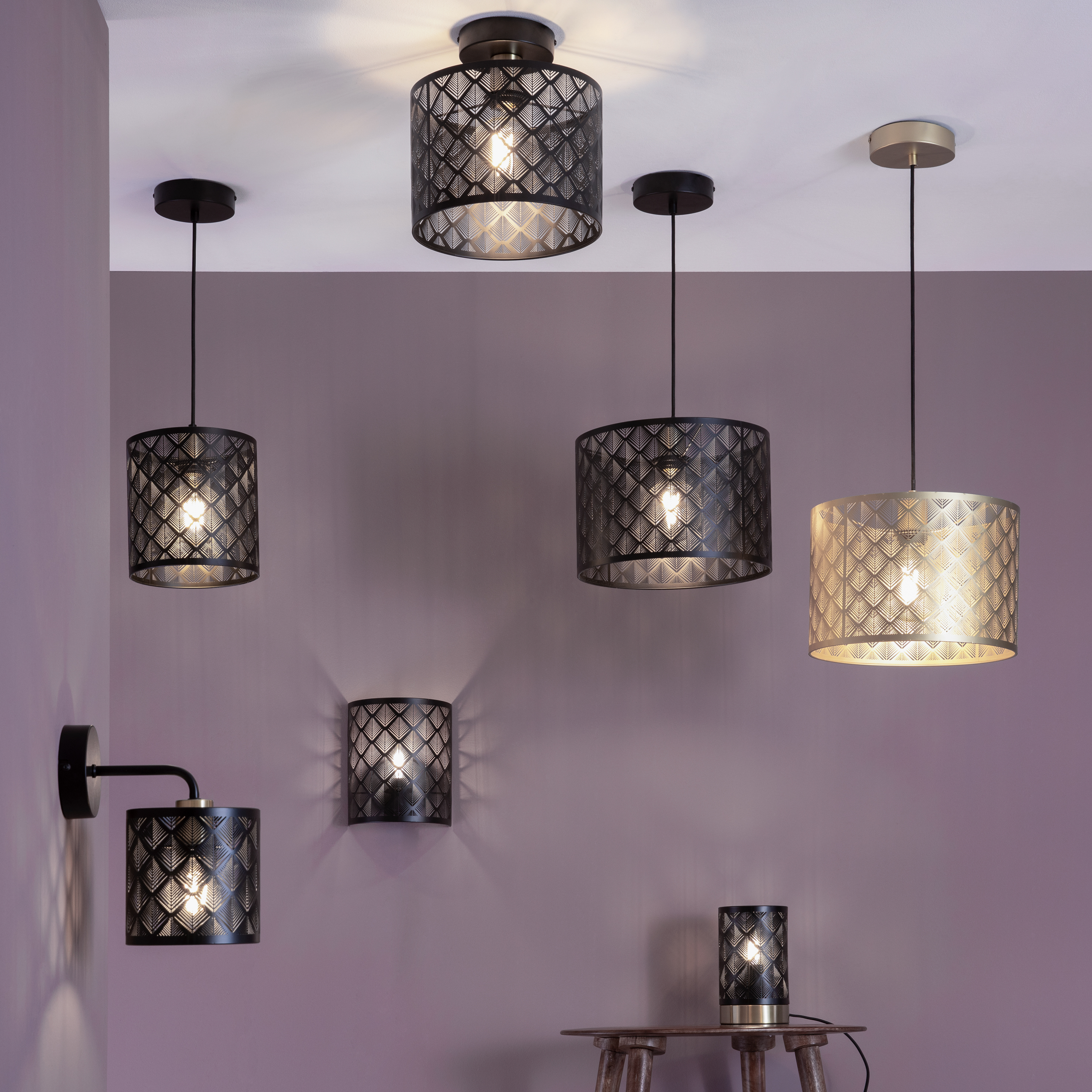 Lámpara de mesa compatible con casquillo E14 Galati INSPIRE con estructura acero negro pantalla negra de acero alimentación a red - 9