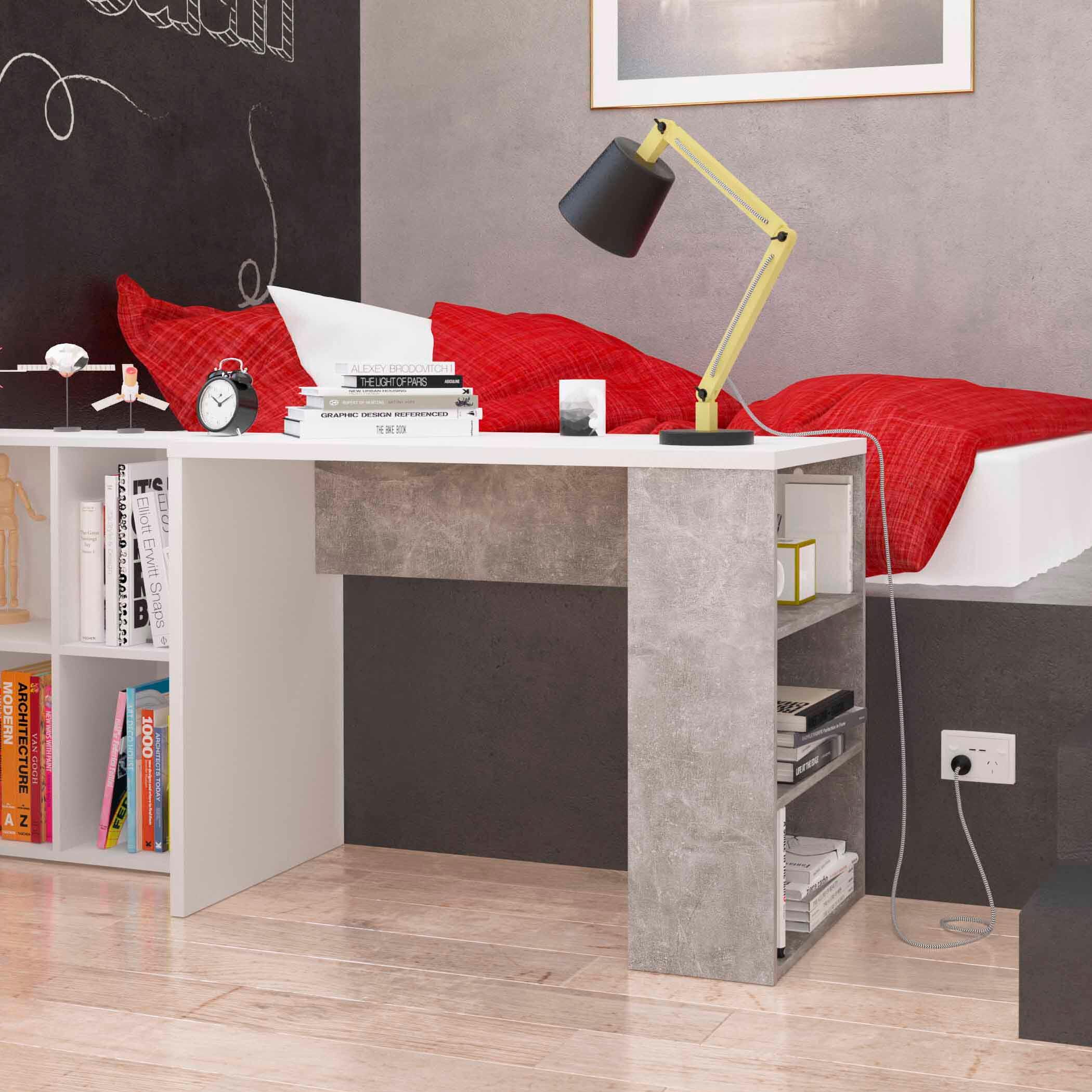 Mesa de estudio 75x100x50 cm blanco/cemento