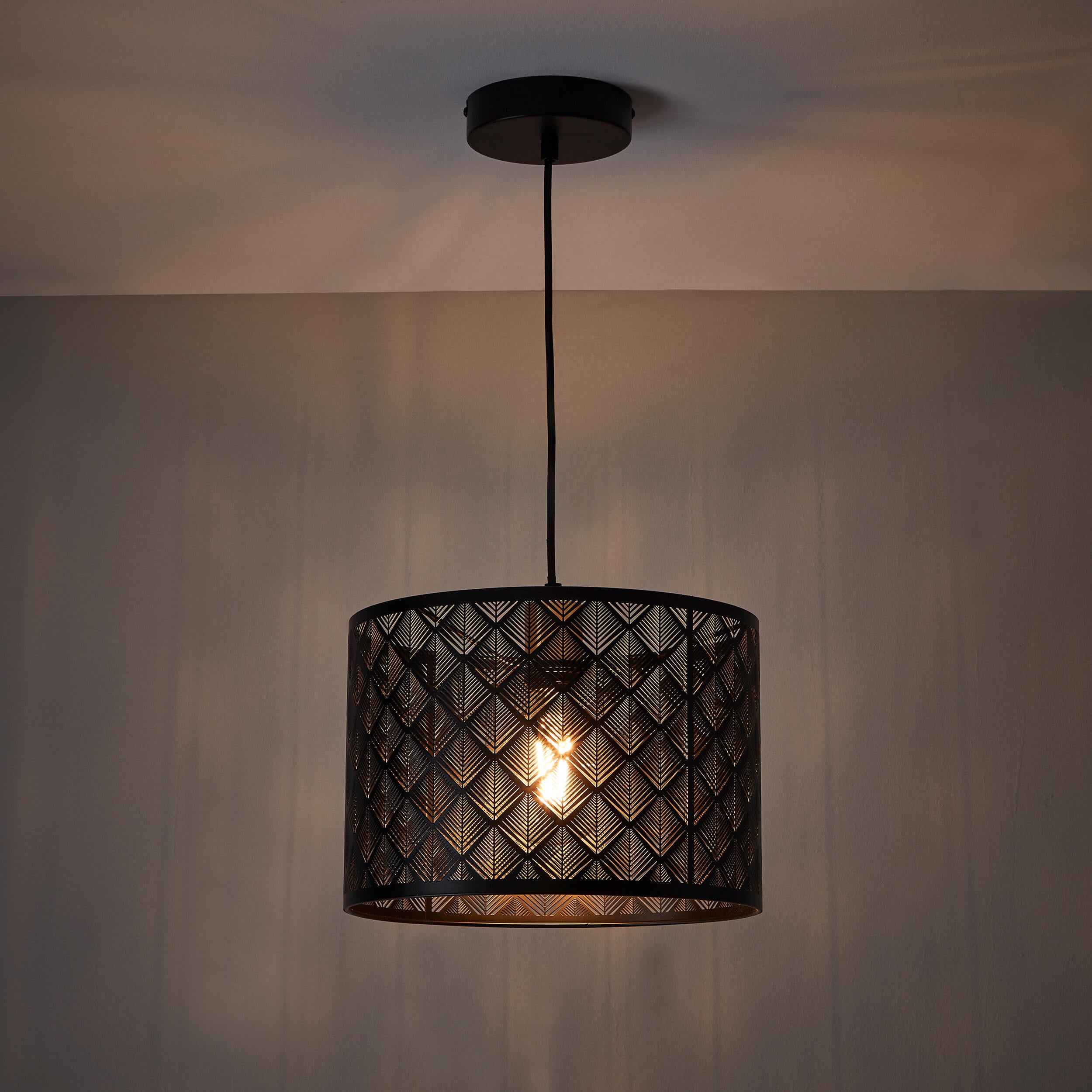 Lámpara de techo colgante de acero negra 30 cm Galati INSPIRE 1 luz E27 con altura regulable. Altura máxima 120 cm - 3