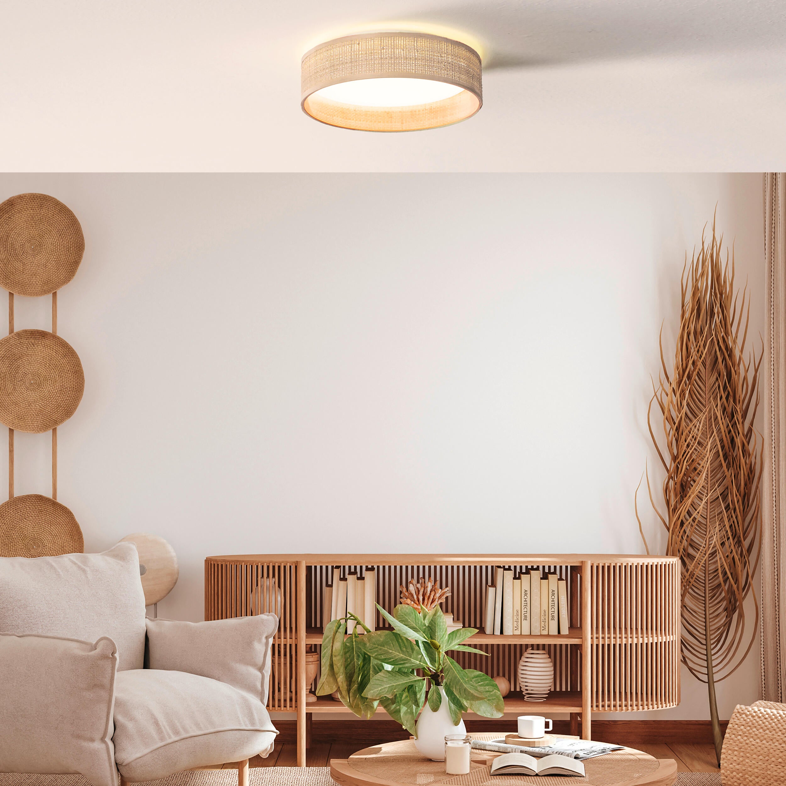 Plafón LED redondo beige CARVI 3840 lm color de la luz de cálida a fría CCT (3000K-6500K) ø33 cm IP20 - 4