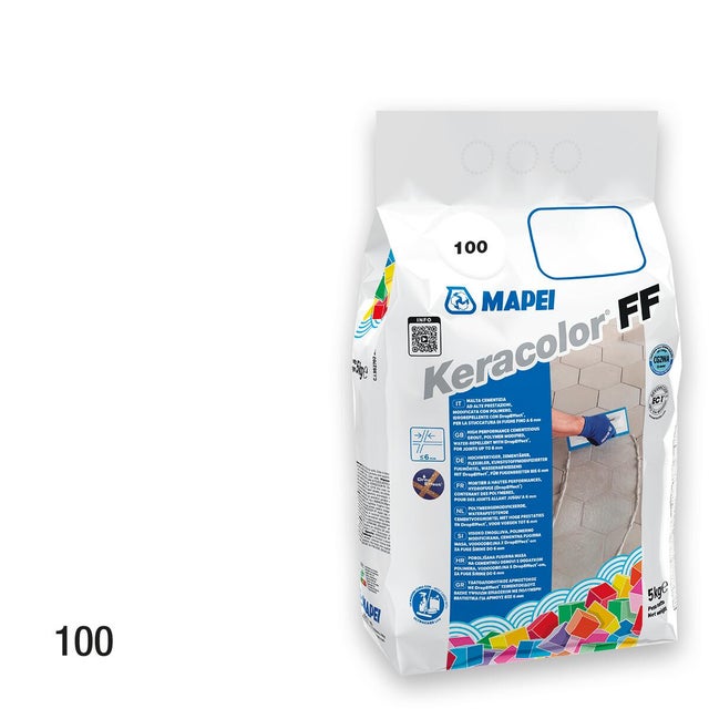 Stucco per fughe piastrelle da 2 a 6 mm in polvere MAPEI Keracolor FF, 5 kg, EN 13888 - CG2WA