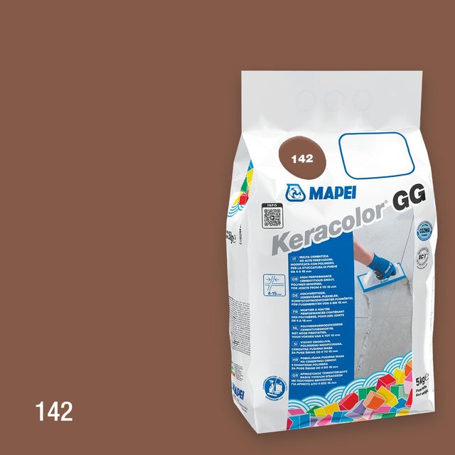 Stucco per fughe piastrelle da 3 a 15 mm in polvere MAPEI Keracolor GG 142, 5 kg, EN 13888 - CG2WA