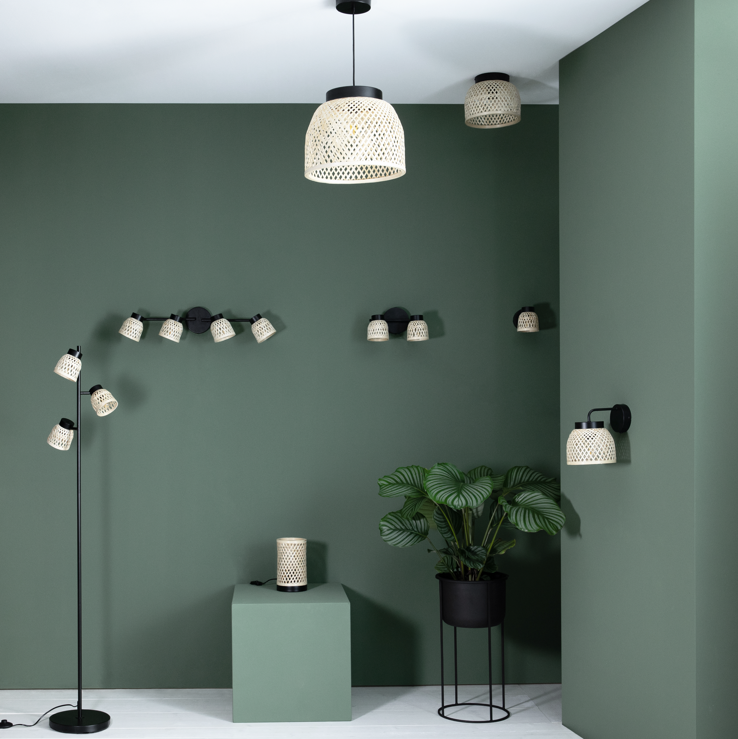 Candeeiro de mesa E27 1 luz bambo preto Inspire Ninon - 14