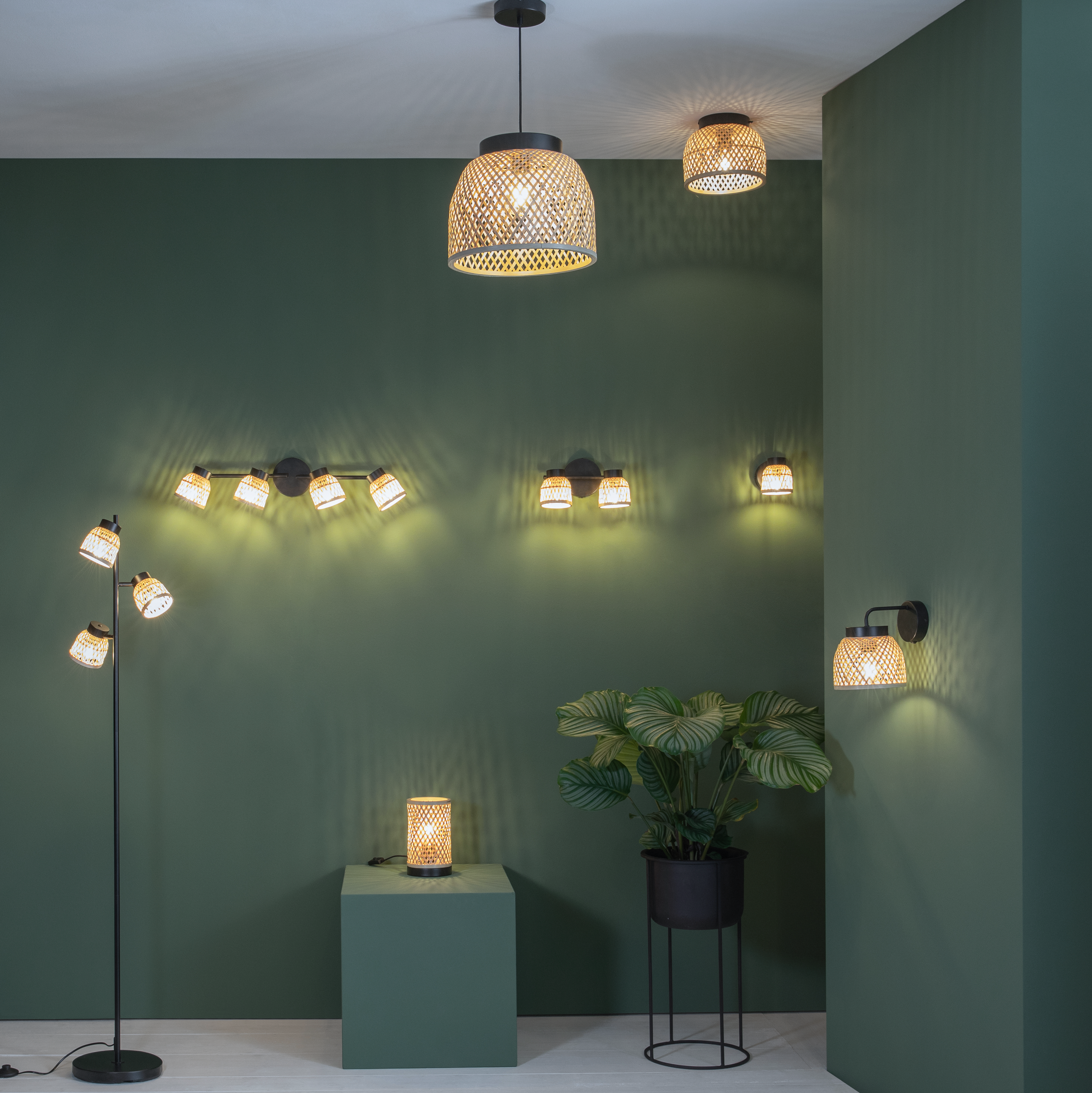 Candeeiro de mesa E27 1 luz bambo preto Inspire Ninon - 13