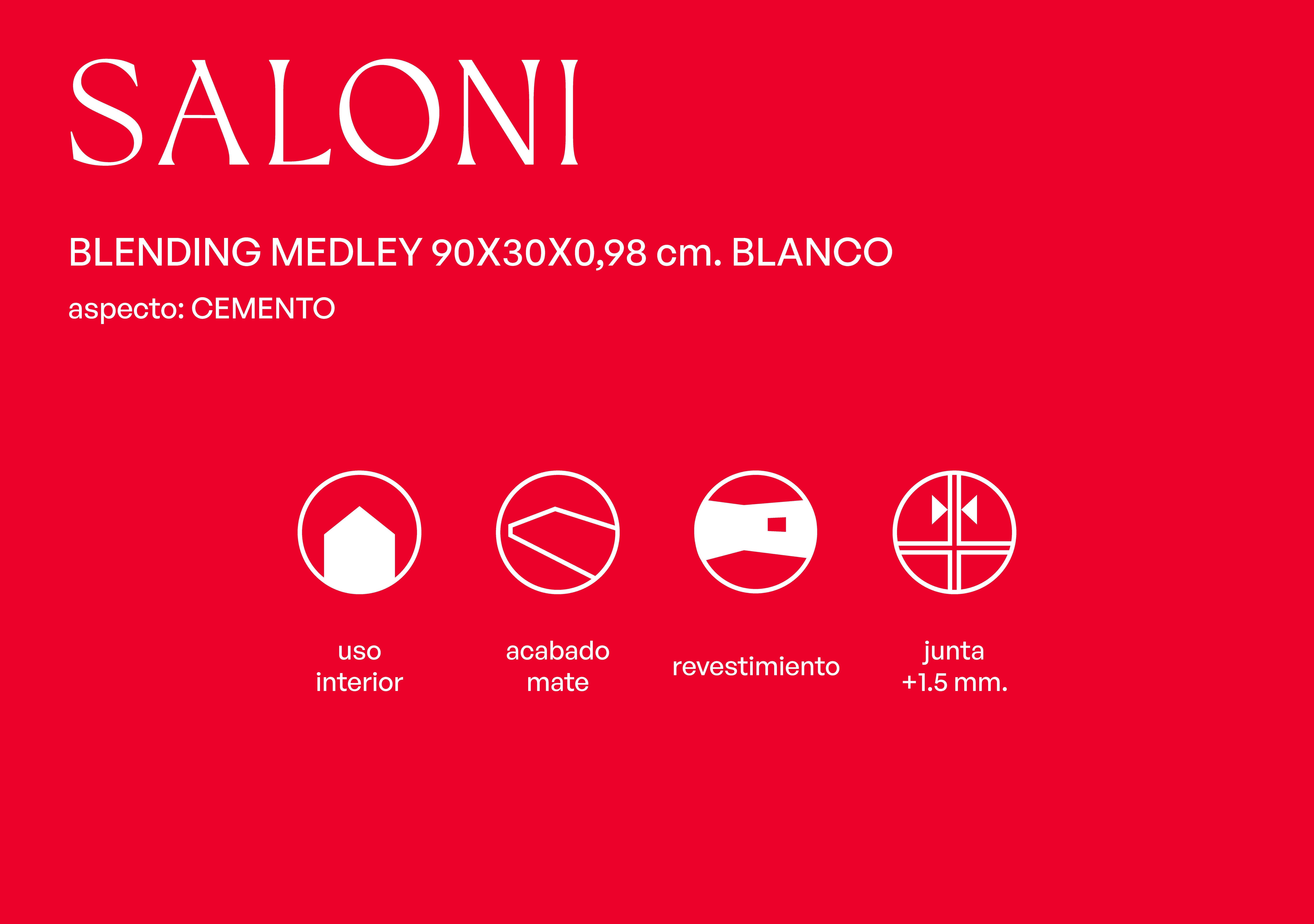 Azulejo cerámico Blending efecto cemento blanco 30x90 cm SALONI - 5