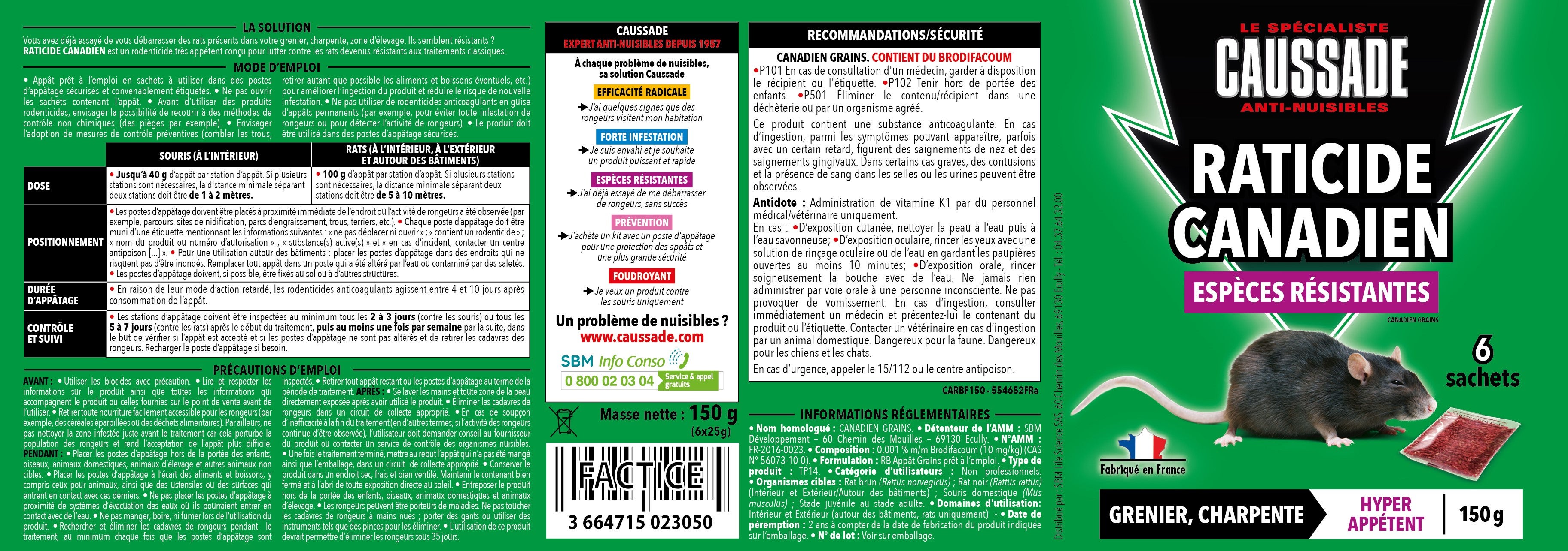 Céréales antirats canadiens CAUSSADE, 150g - 2