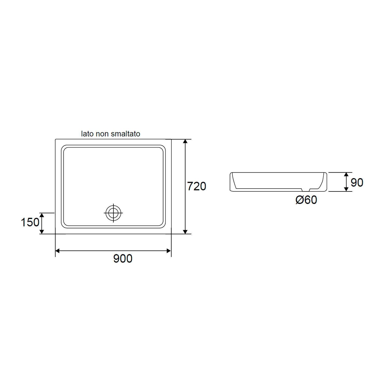 Piatto doccia in ceramica Era bianco L 72 x L 90 x H 9 cm lucido - 4