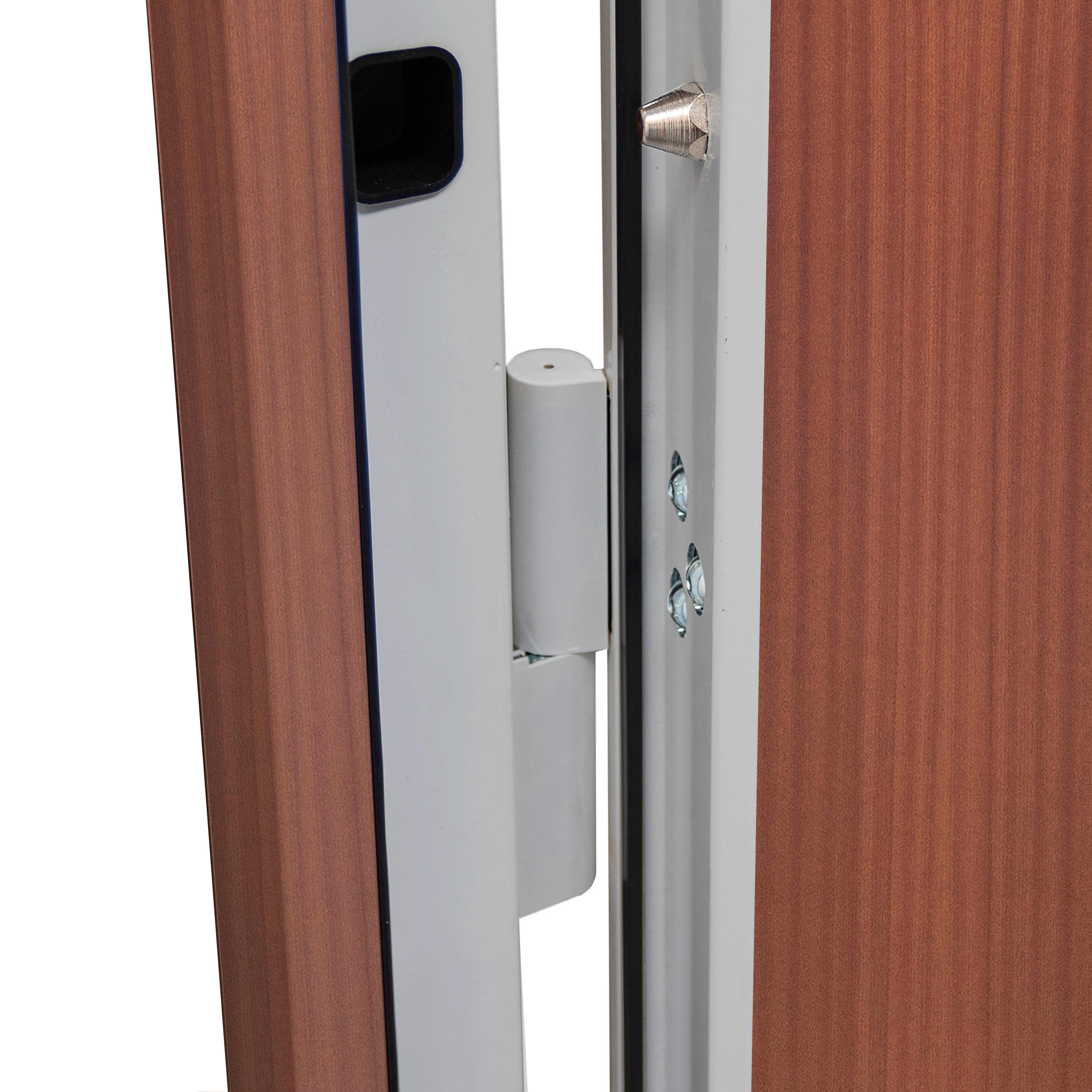 Puerta de entrada acorazada serie Silver 1,0 dos cuadros sapelly / interior liso blanco apertura izquierda 208x90.3cm - 8