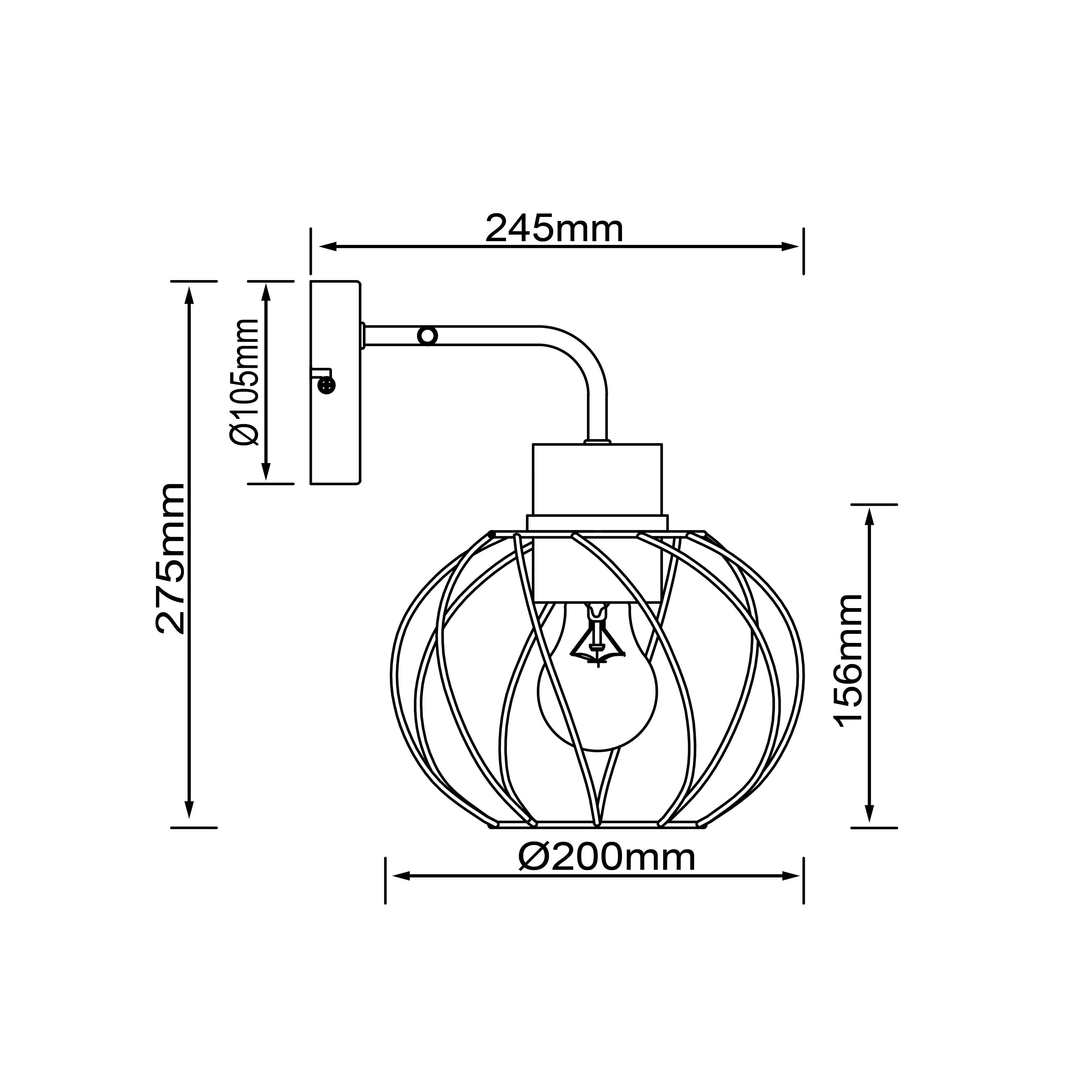 Aplique de pared para salón Mallow INSPIRE de bambú negro y de acero compatible con casquillo E27 IP20 - 8