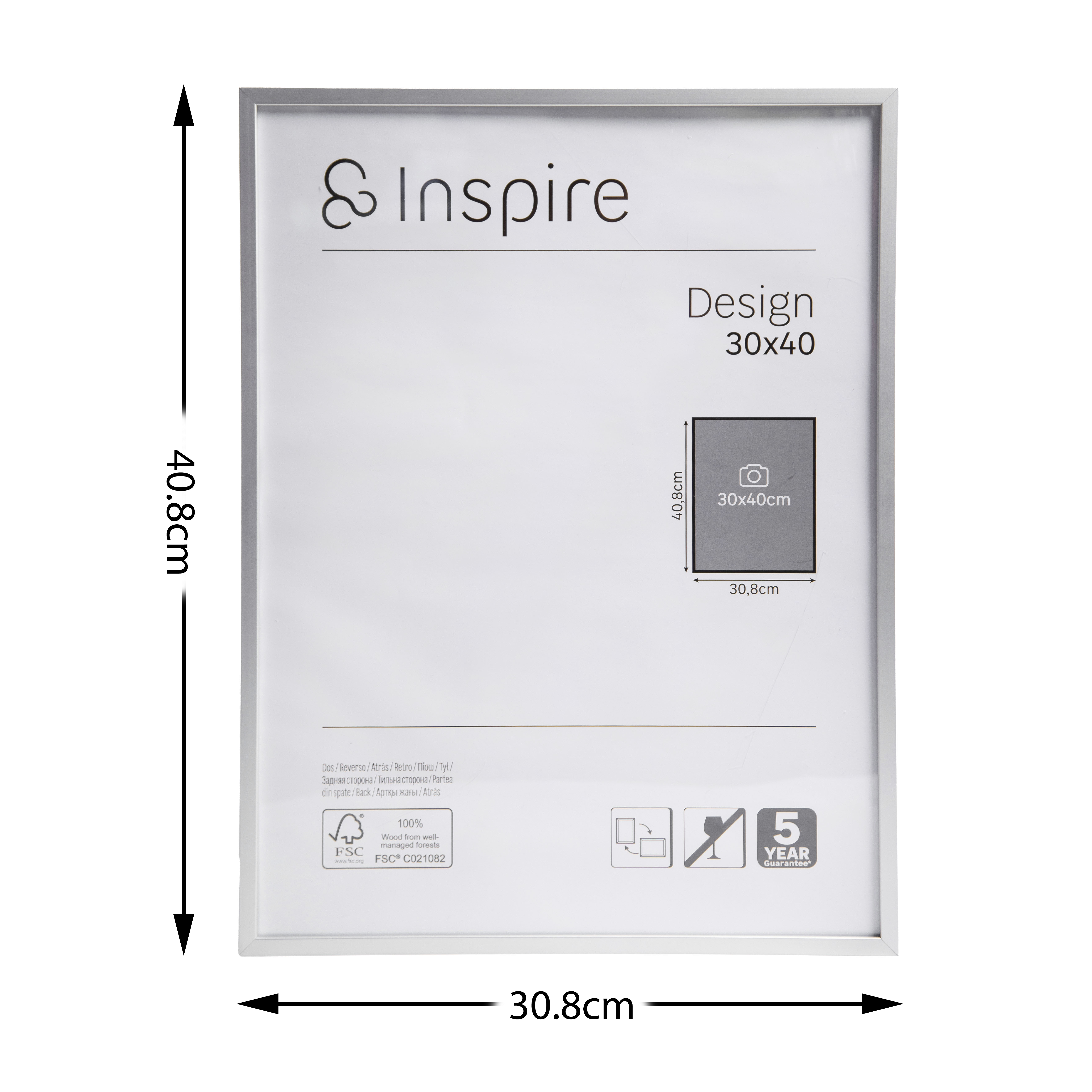 Ramka na zdjęcie Design 30 x 40 cm srebrna aluminiowa Inspire - 12