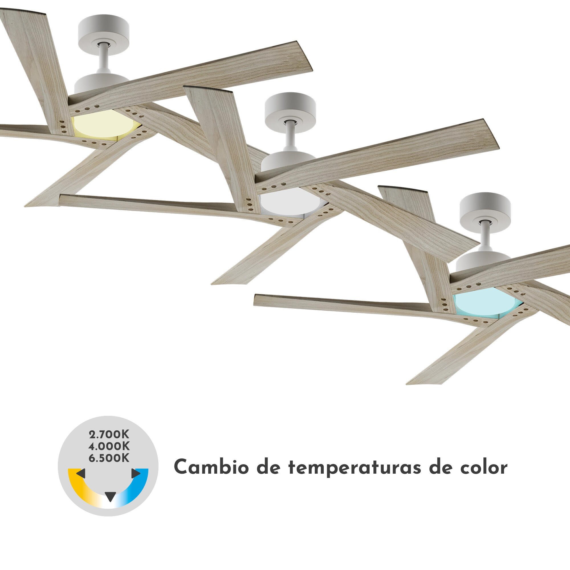 Ventilador de techo con luz silencioso DC Arte Confort Violeta blanco 132 cm - 9