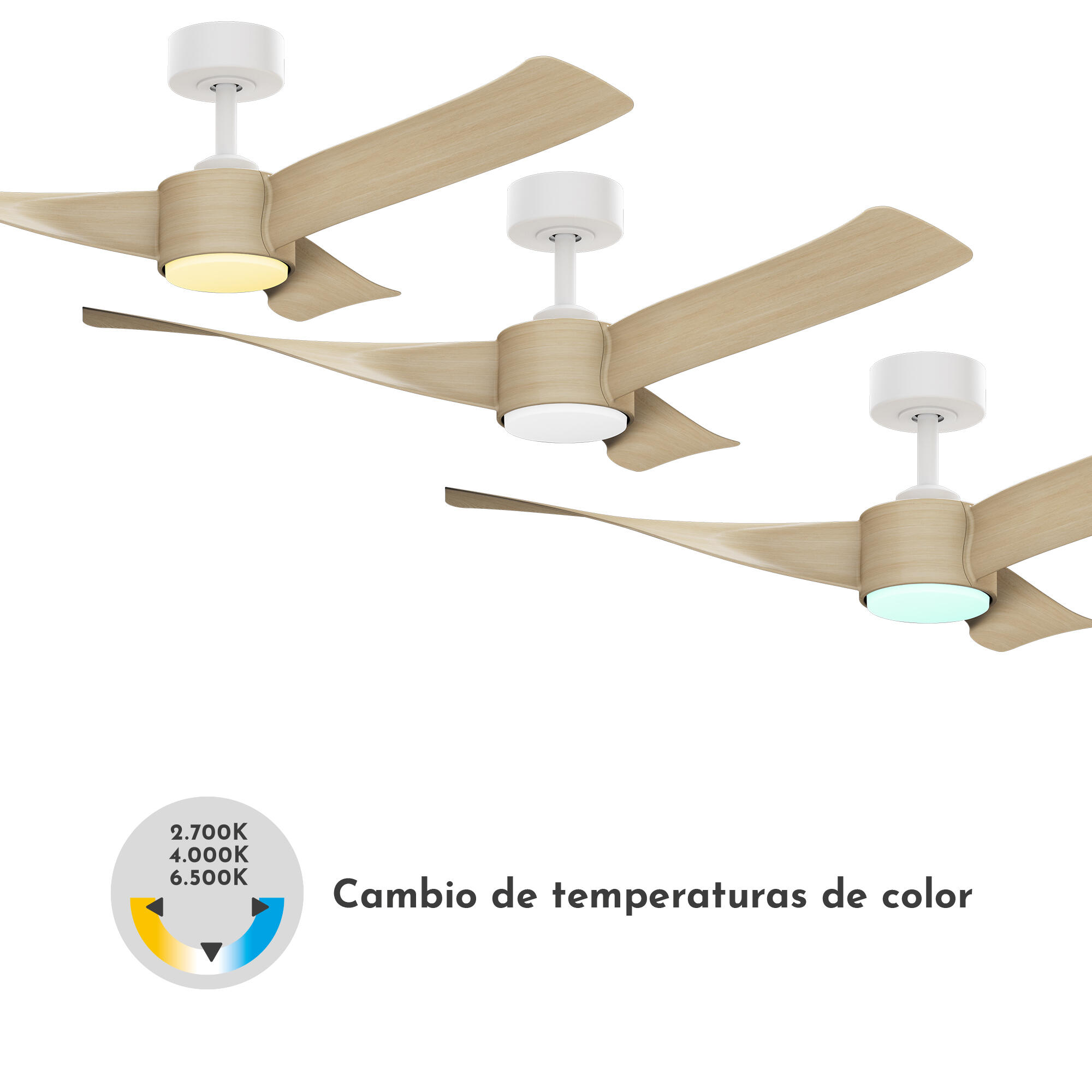 Ventilador de techo con luz silencioso DC 40W con mando ø122 cm Virgí ARTE CONFORT blanco luz CCT 3 aspas| 6 velocidades| modo verano/invierno| brisa| temporizador| recomendado de 13 a 20m² - 5