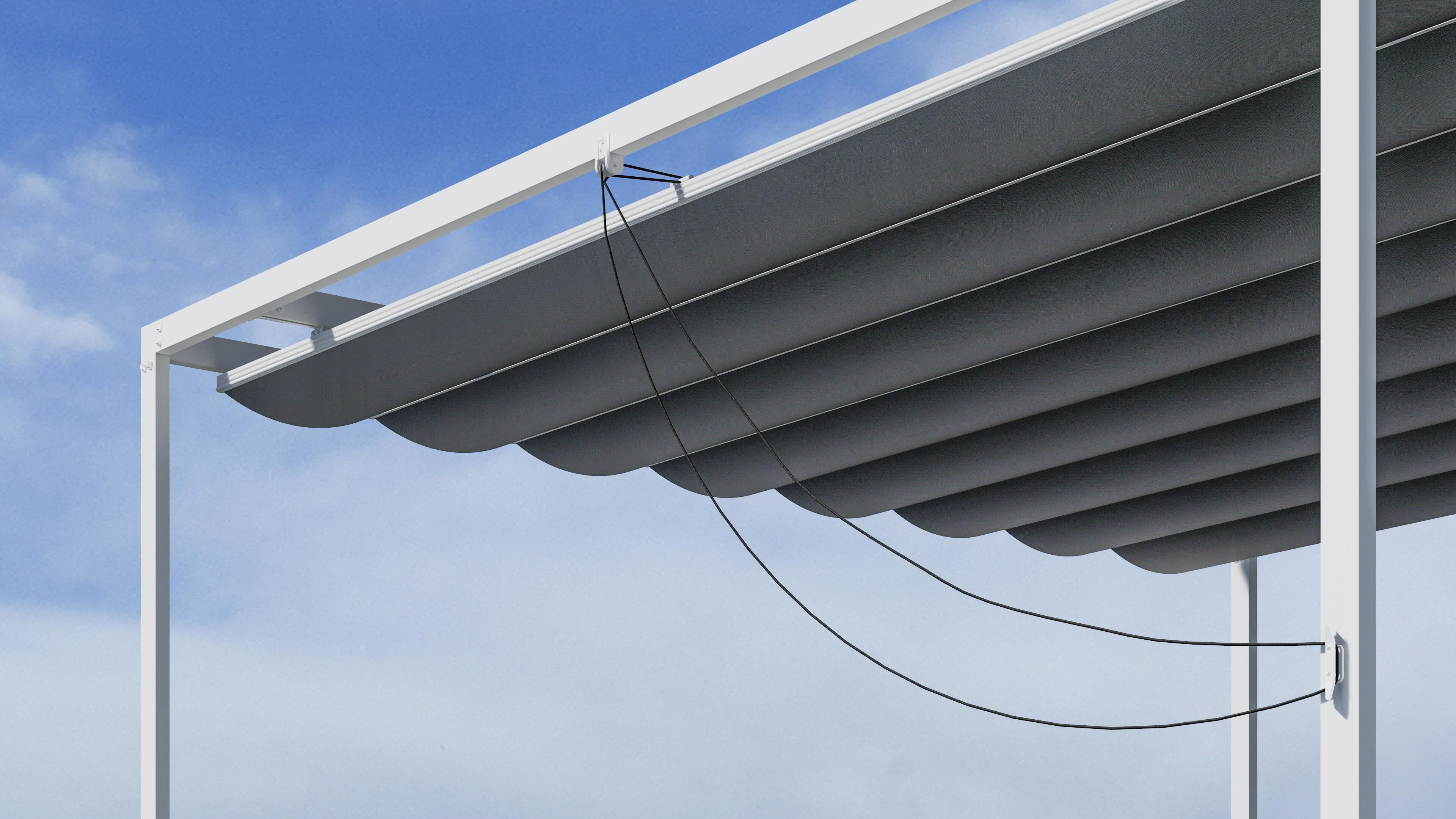 Pérgola de aluminio Palillería Niza blanco y toldo gris de 400x300 cm - 3