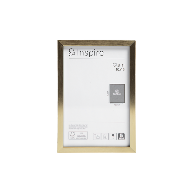 Cadre Glam, H.15 x l.10 cm, métal doré, INSPIRE