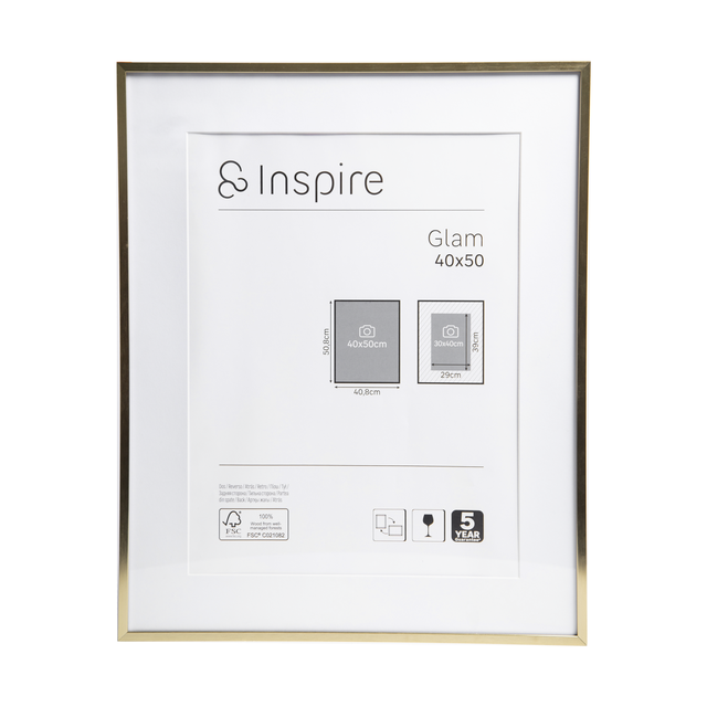 Ramka na zdjęcie Glam 40 x 50 cm złota Inspire
