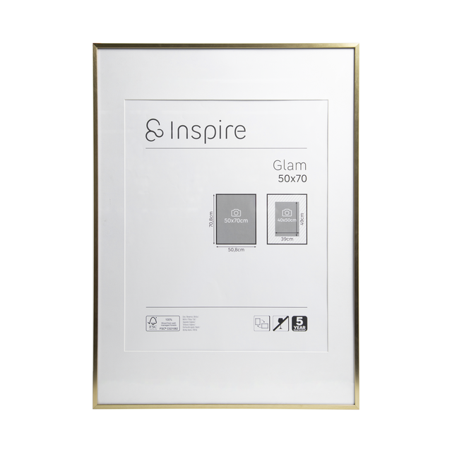 Cadre Glam, 50 x 70 cm, métal doré, INSPIRE