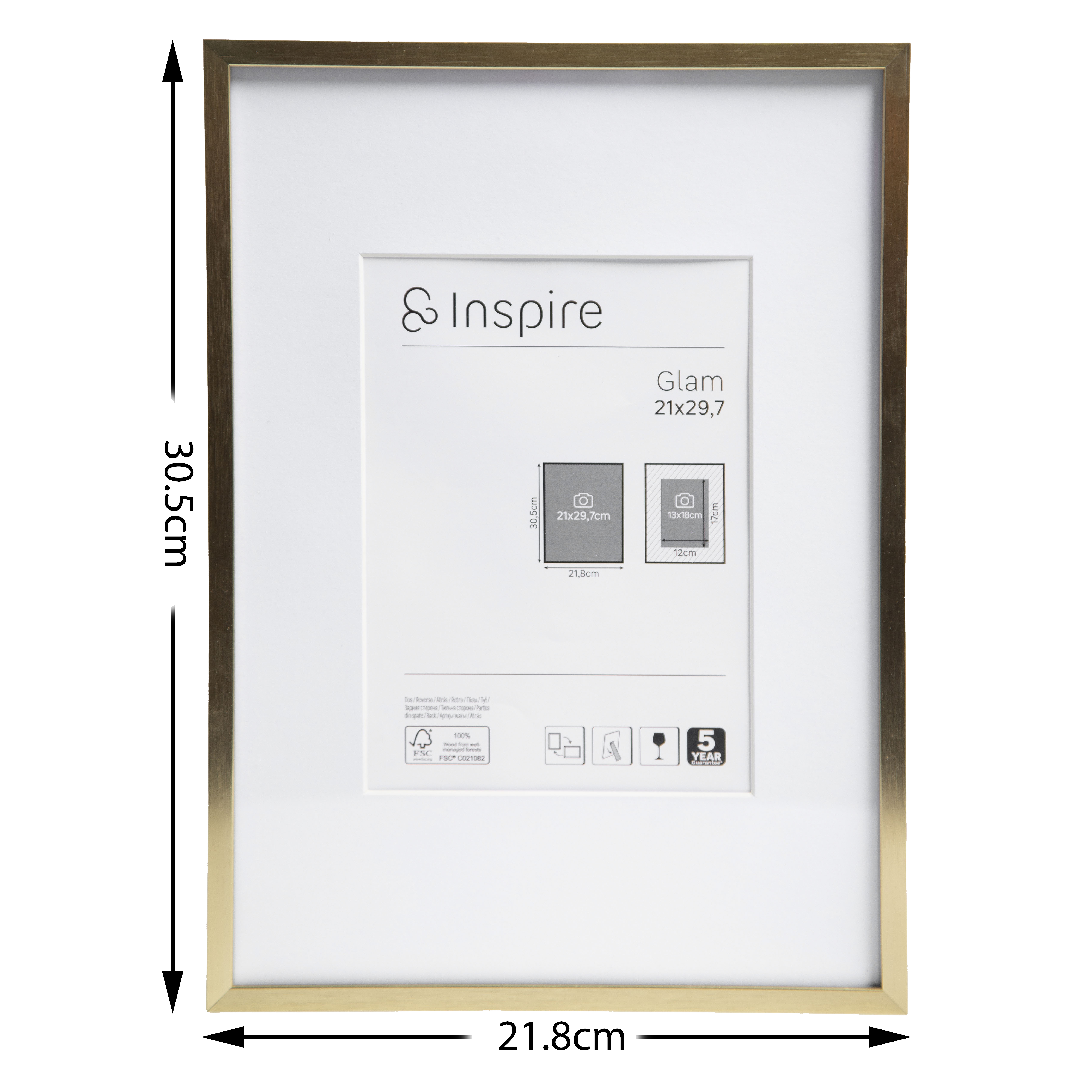 Marco con Passepartout Glam Brass oro INSPIRE 21x29.7cm - 3
