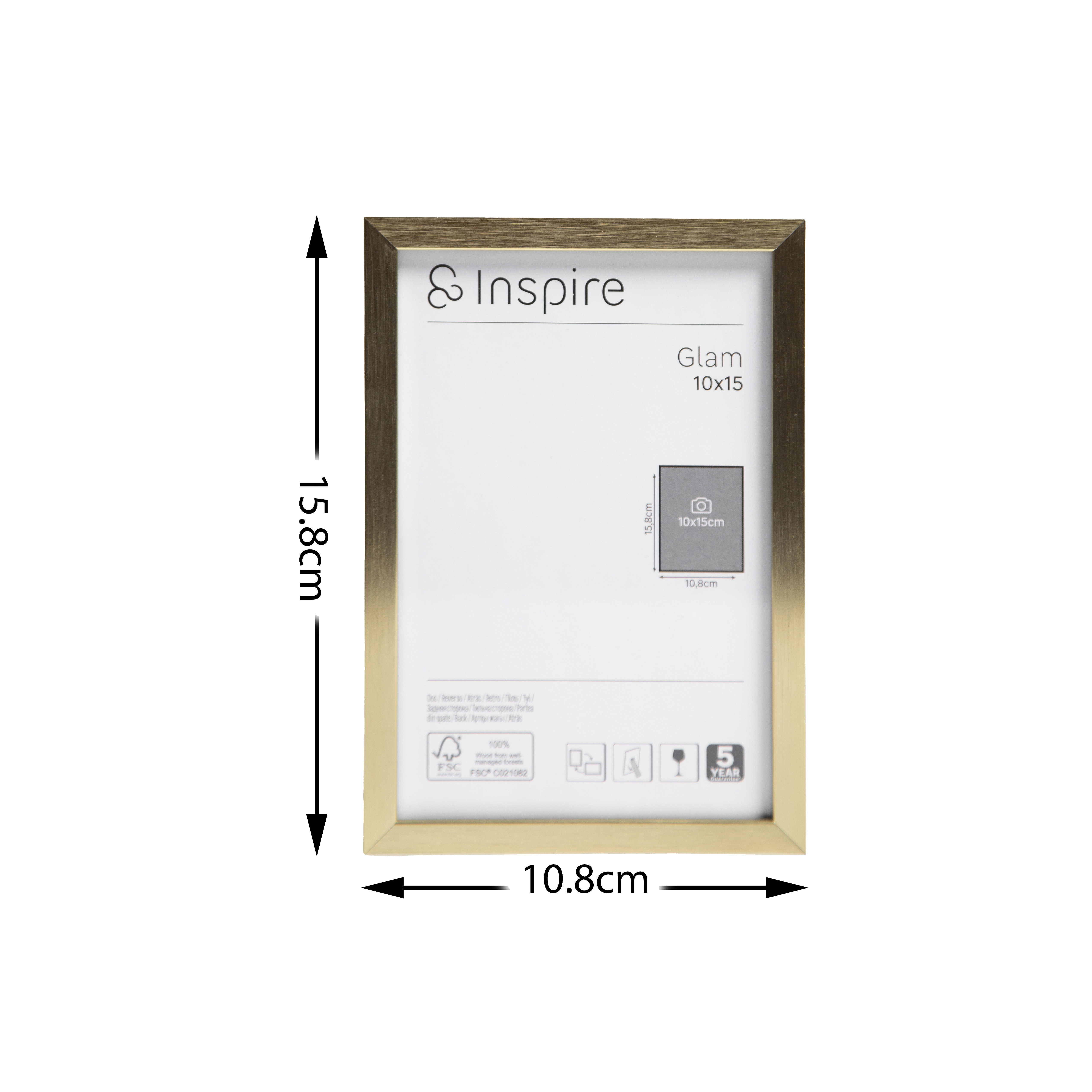 Cadre Glam, H.15 x l.10 cm, métal doré, INSPIRE - 2