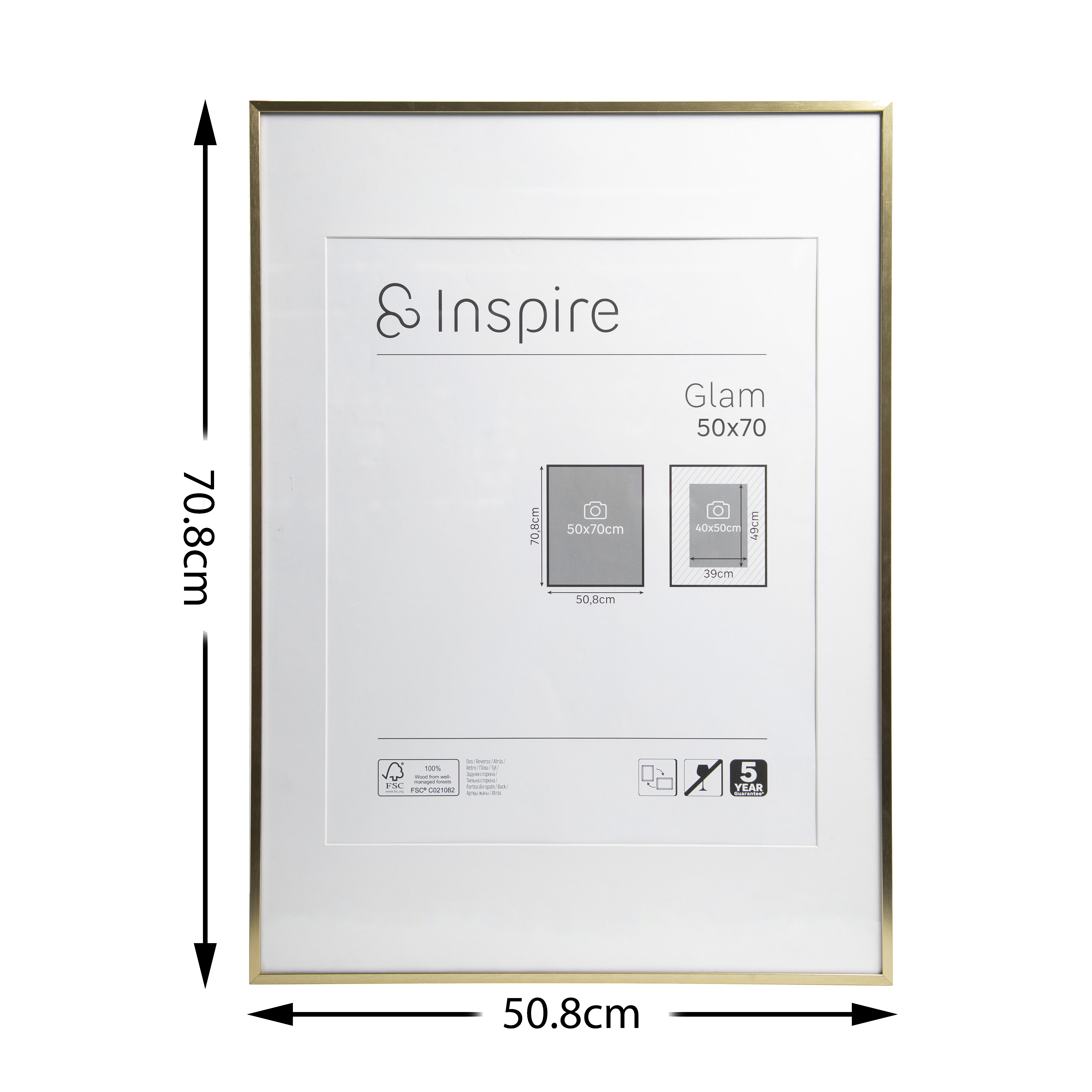 Ramka na zdjęcie Glam 50 x 70 cm złota Inspire - 22