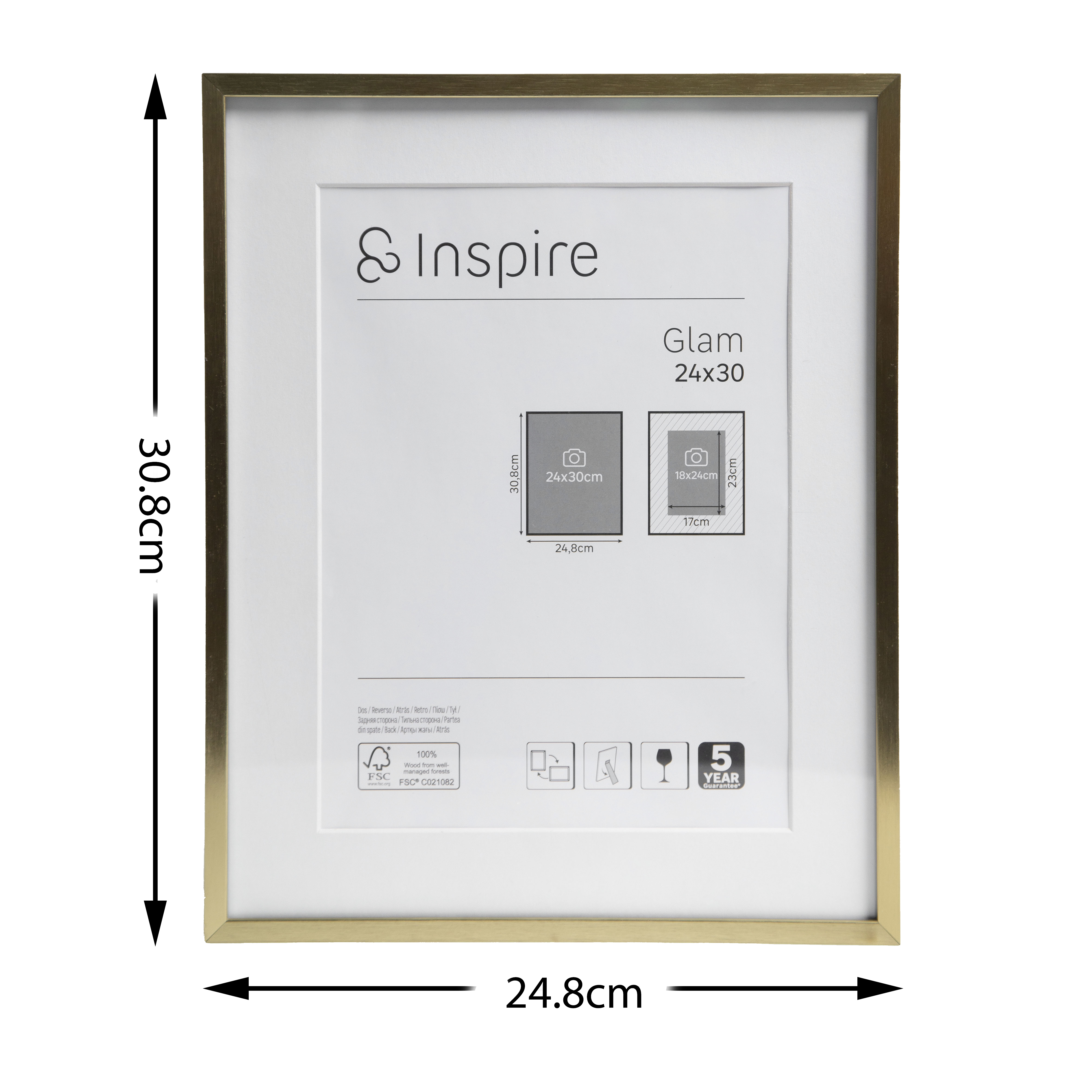Cadre Glam, 24 x 30 cm, métal doré, INSPIRE - 2