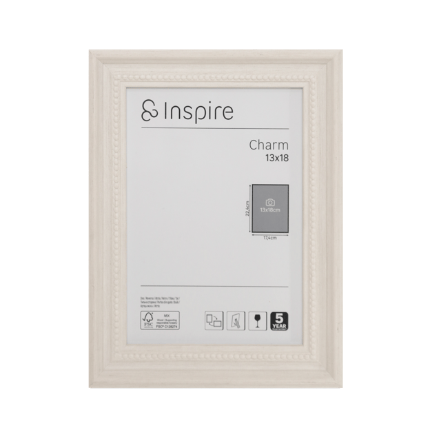 Cadre Charm, H.18 x l.13 cm blanc, INSPIRE