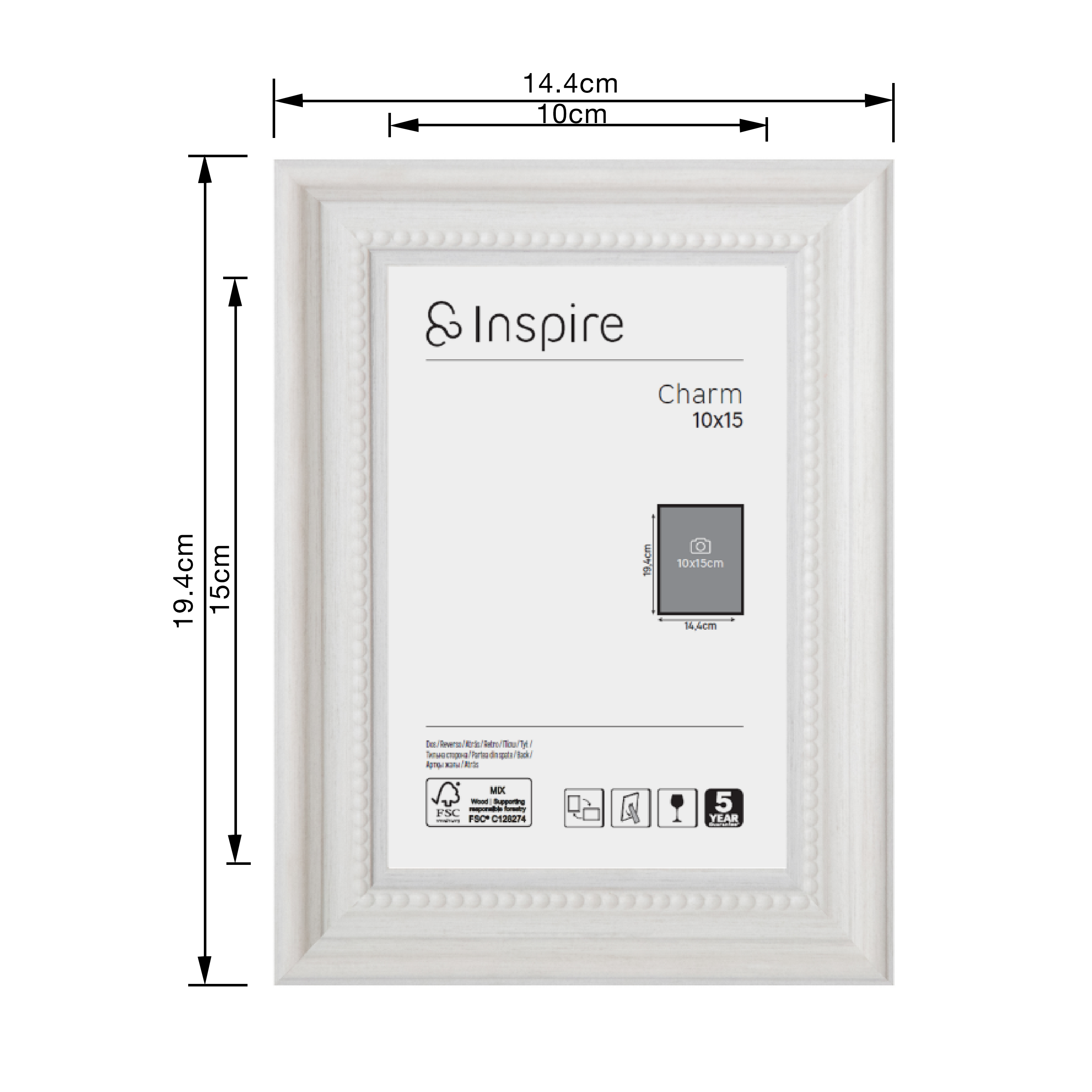 Moldura charm 10x15 cm branco Inspire - 8