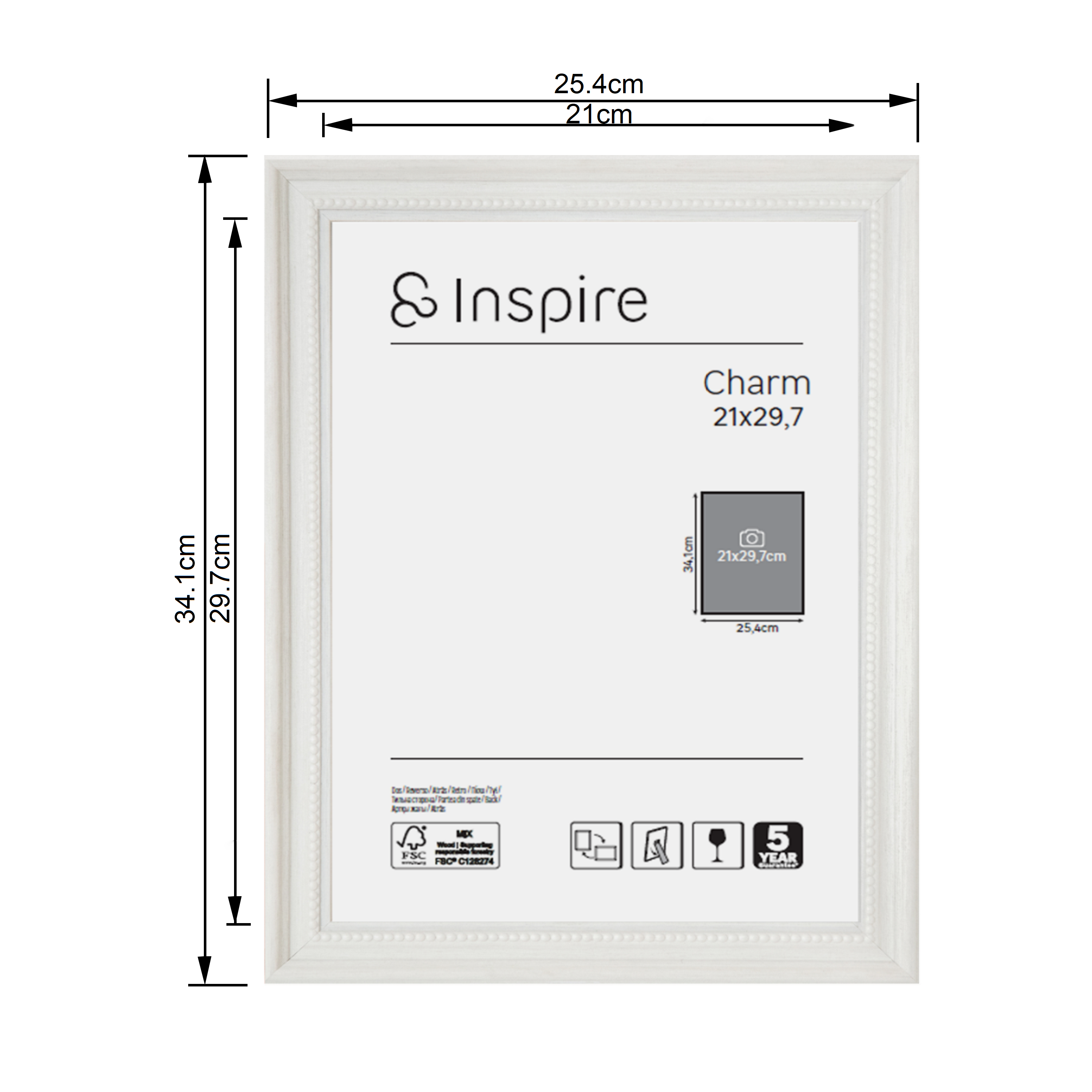 Moldura charm 21x29.7 cm branco Inspire - 8