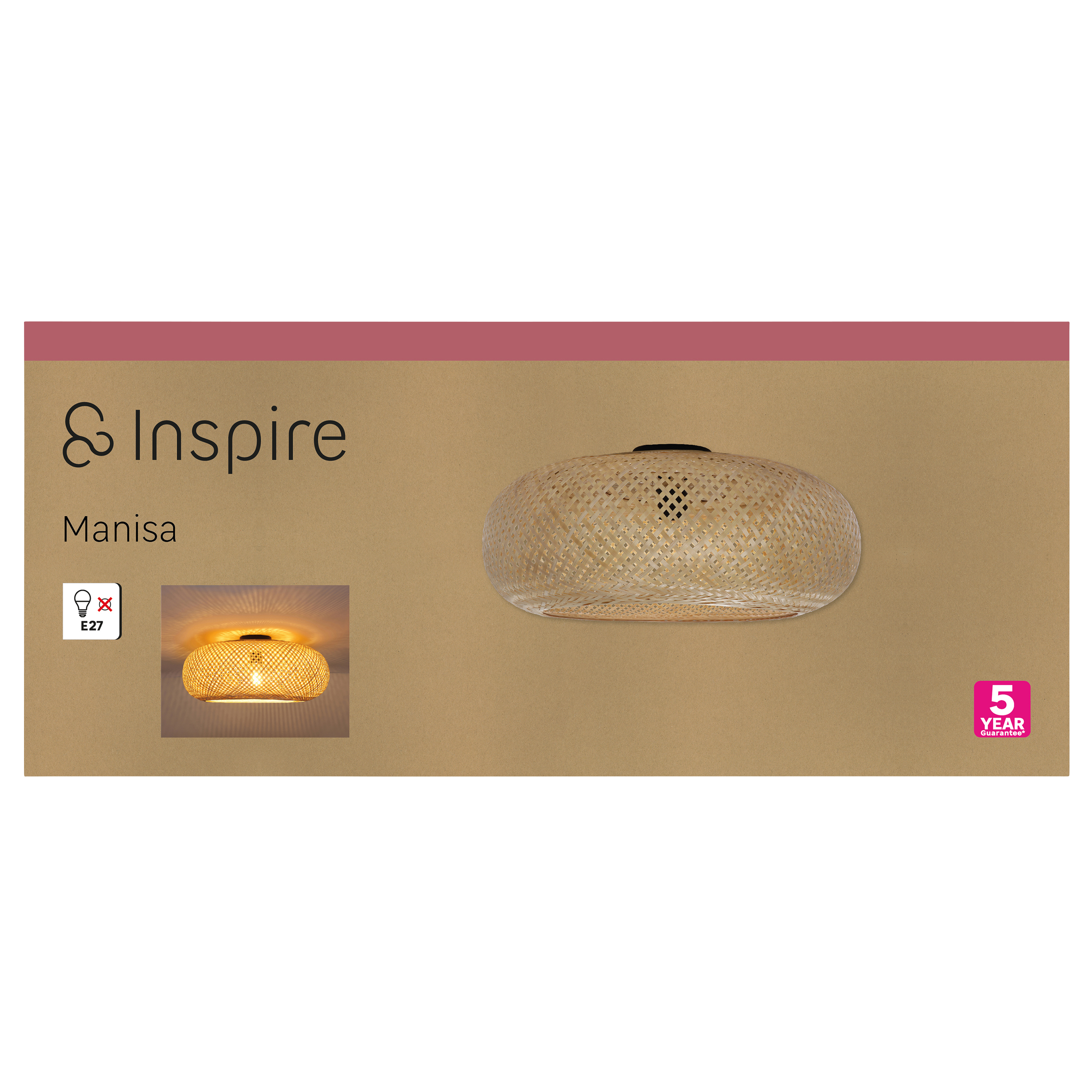 Lampa sufitowa Manisa bambus E27 Inspire - 17