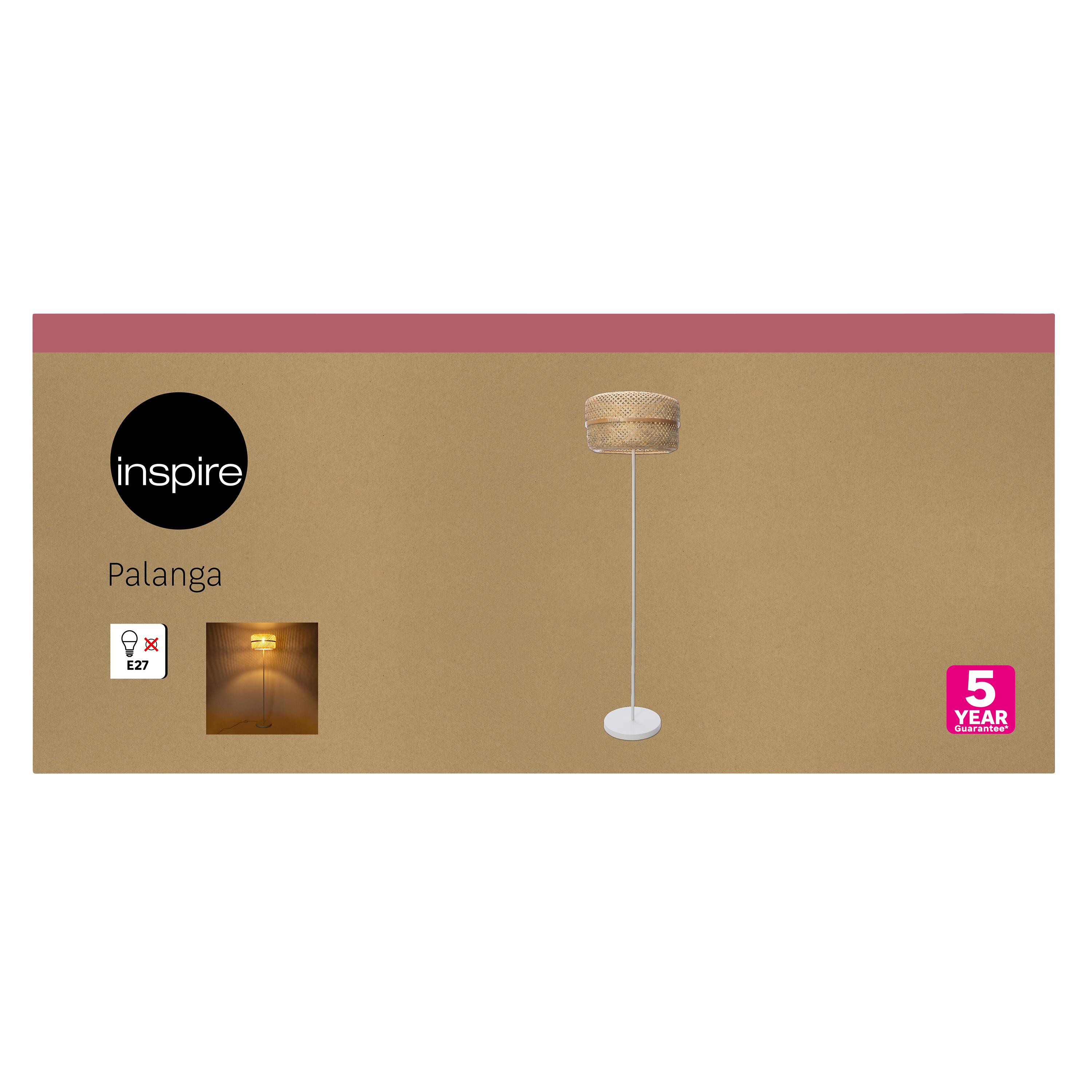 Lampa podłogowa Palanga biała bambus E27 Inspire - 30