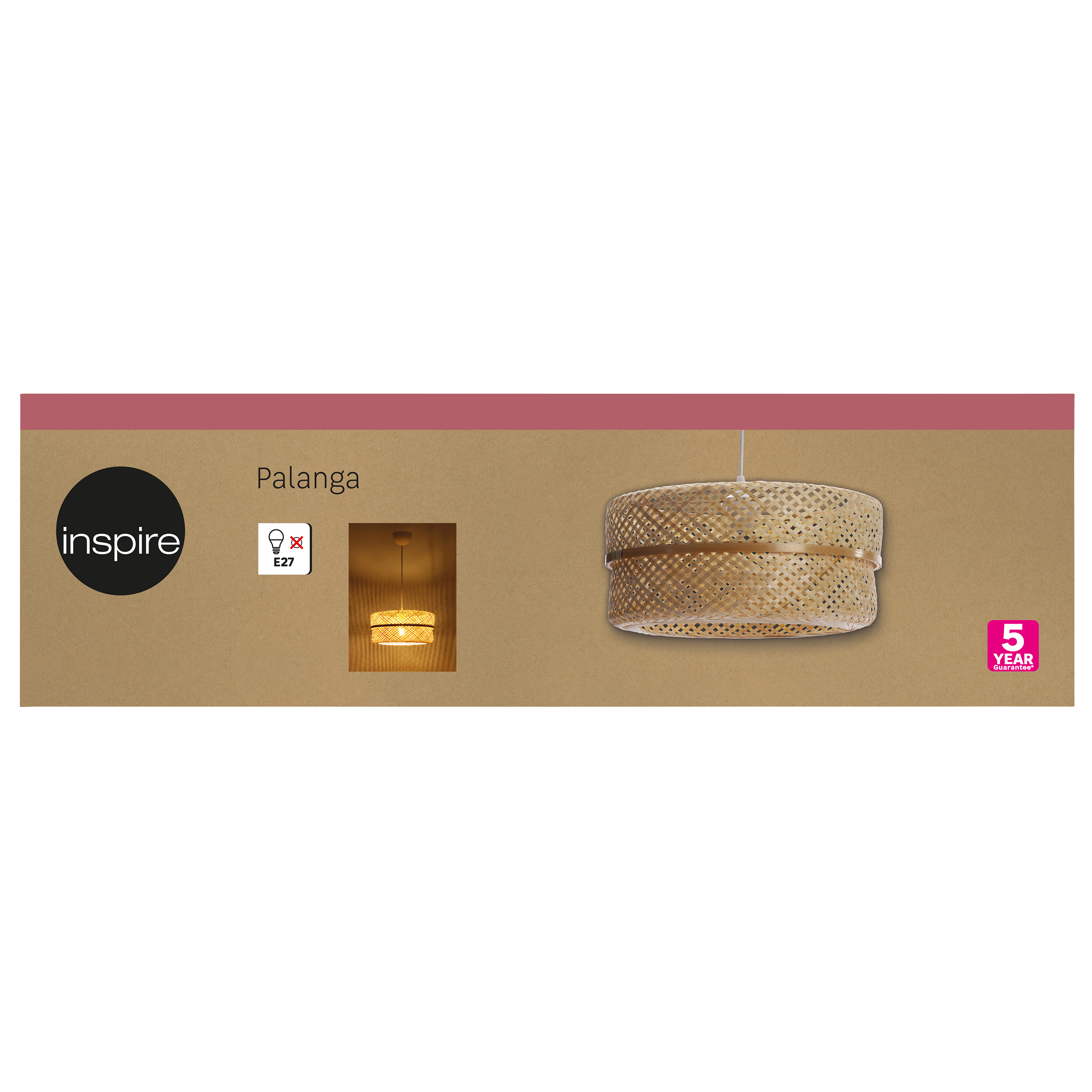 Lampa wisząca Palanga biała bambus E27 Inspire - 27