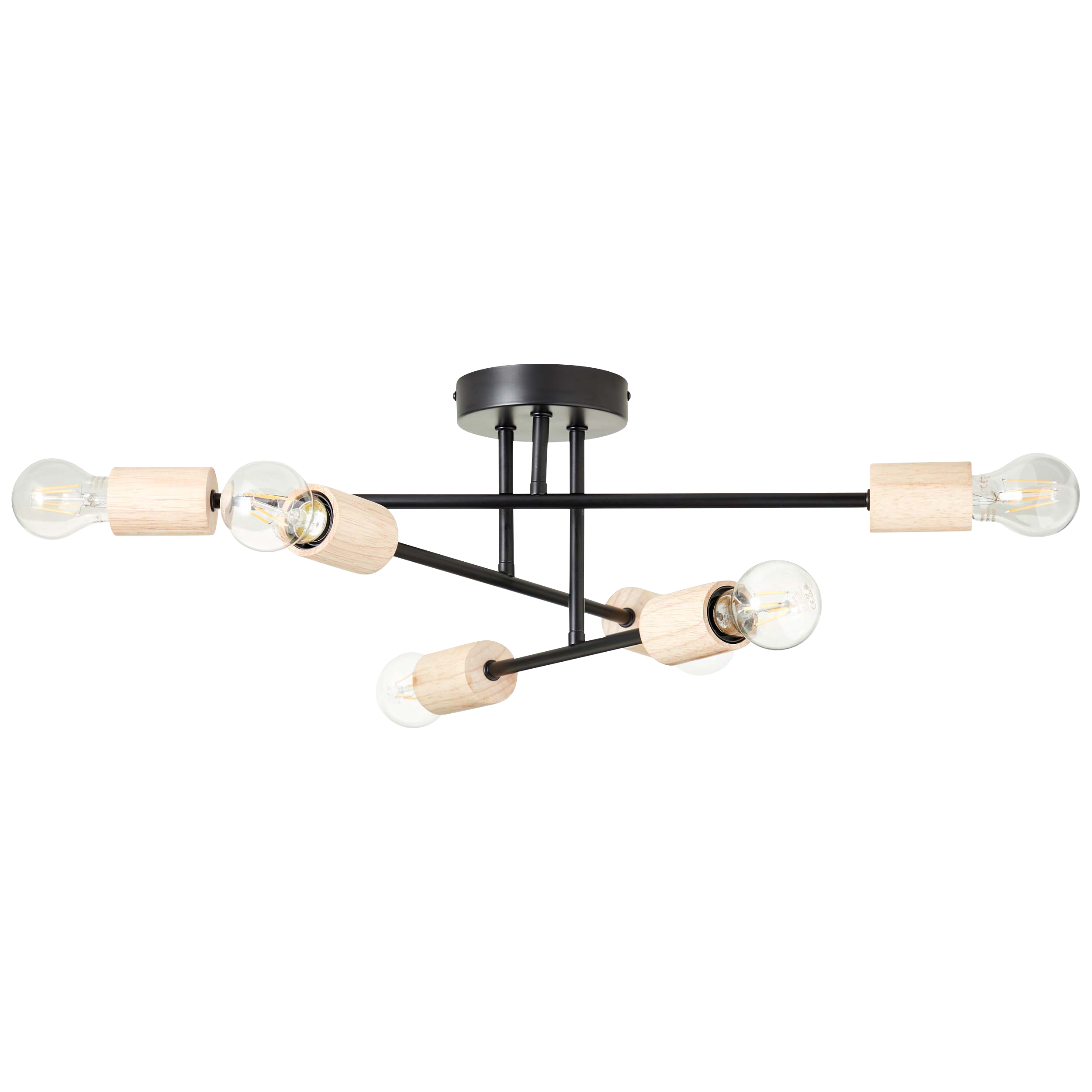 Lampa sufitowa Lina czarna bambus 6 x E27 Inspire - 2