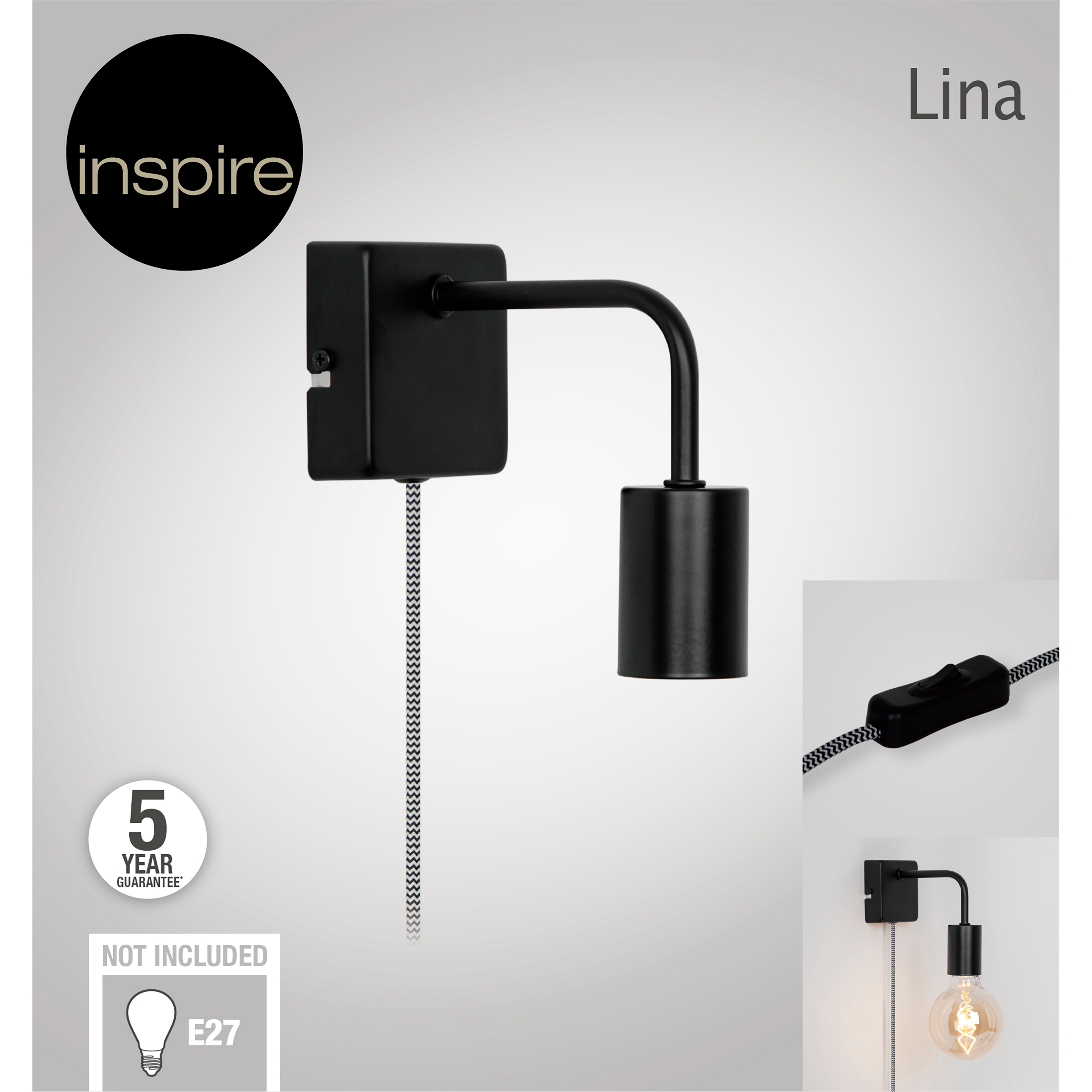 Kinkiet Lina czarny E27 Inspire - 5