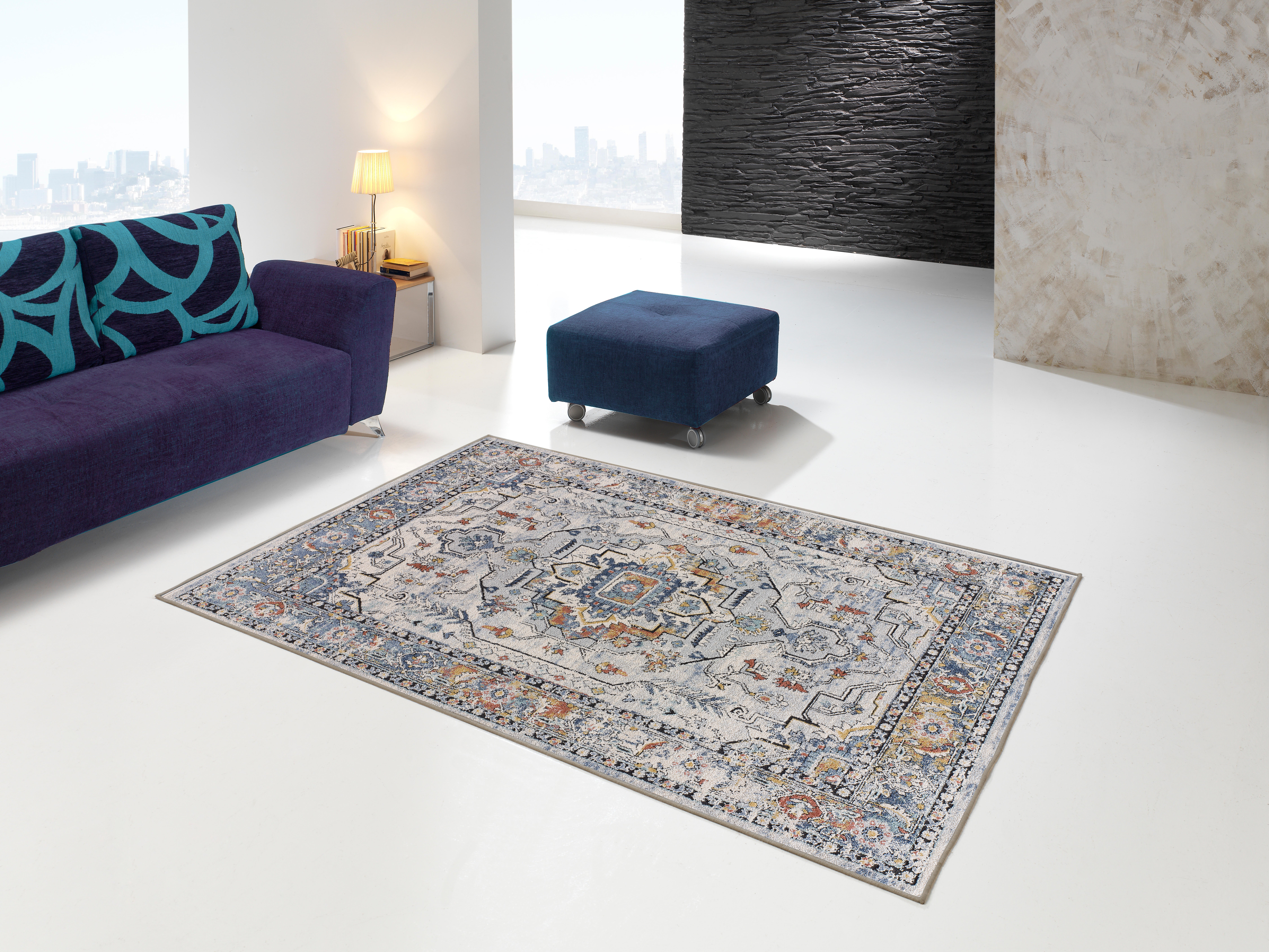 Alfombra polipropileno Mabel Medallón 160x230cm pelo corto  oriental gris - 2