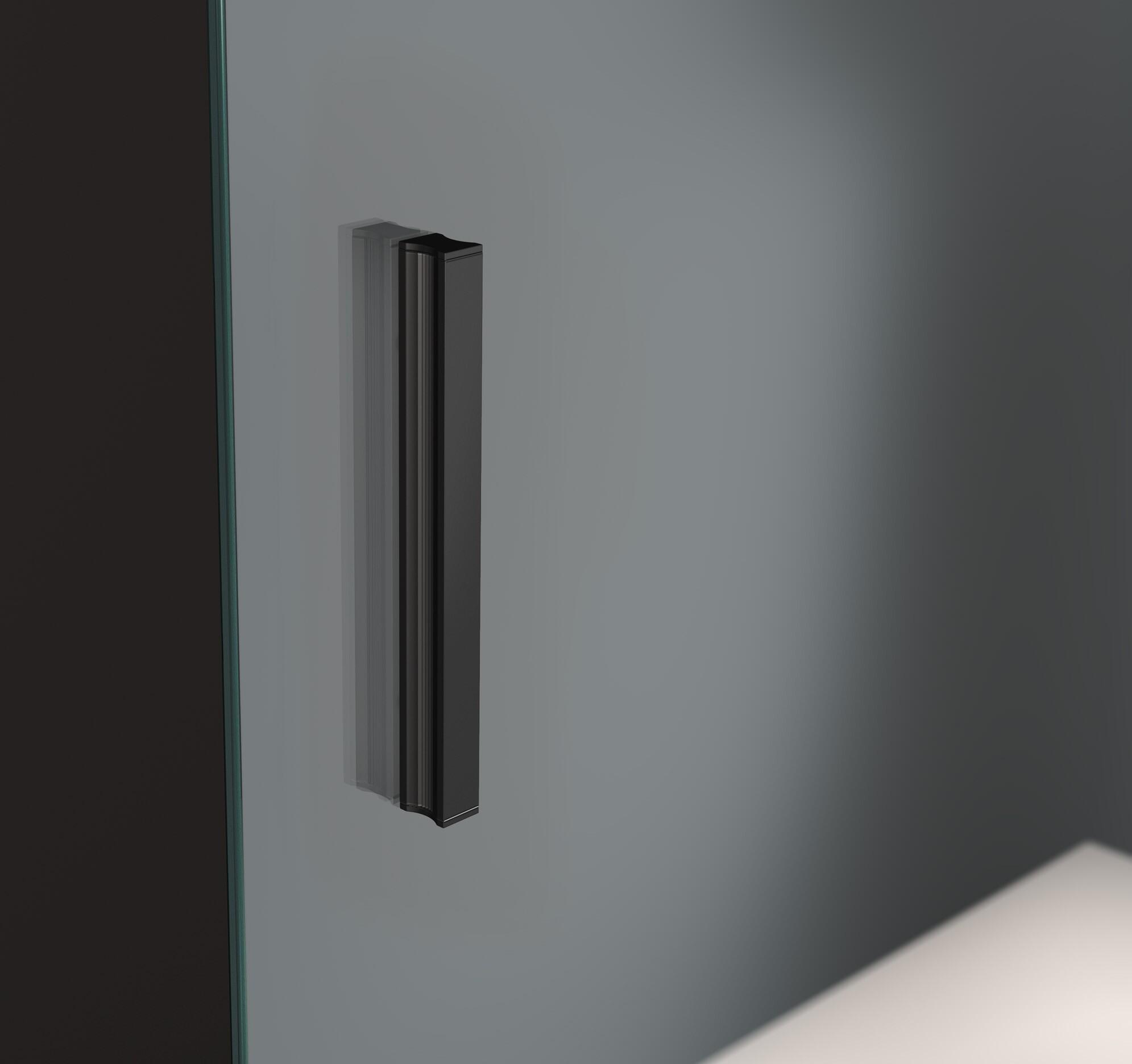 Mampara de ducha corredera 1 hoja fija + 1 puerta corredera Urban. Perfil aluminio negro. Ancho adaptable (159-161)x200 cm Cristal templado de seguridad transparente 6mm. Cierre de sobreponer. Sin guía inferior Vanguard - 10