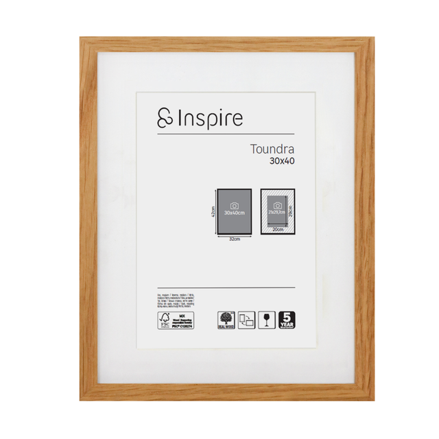 Cadre Toundra, 30 x 40 cm, bois naturel, INSPIRE