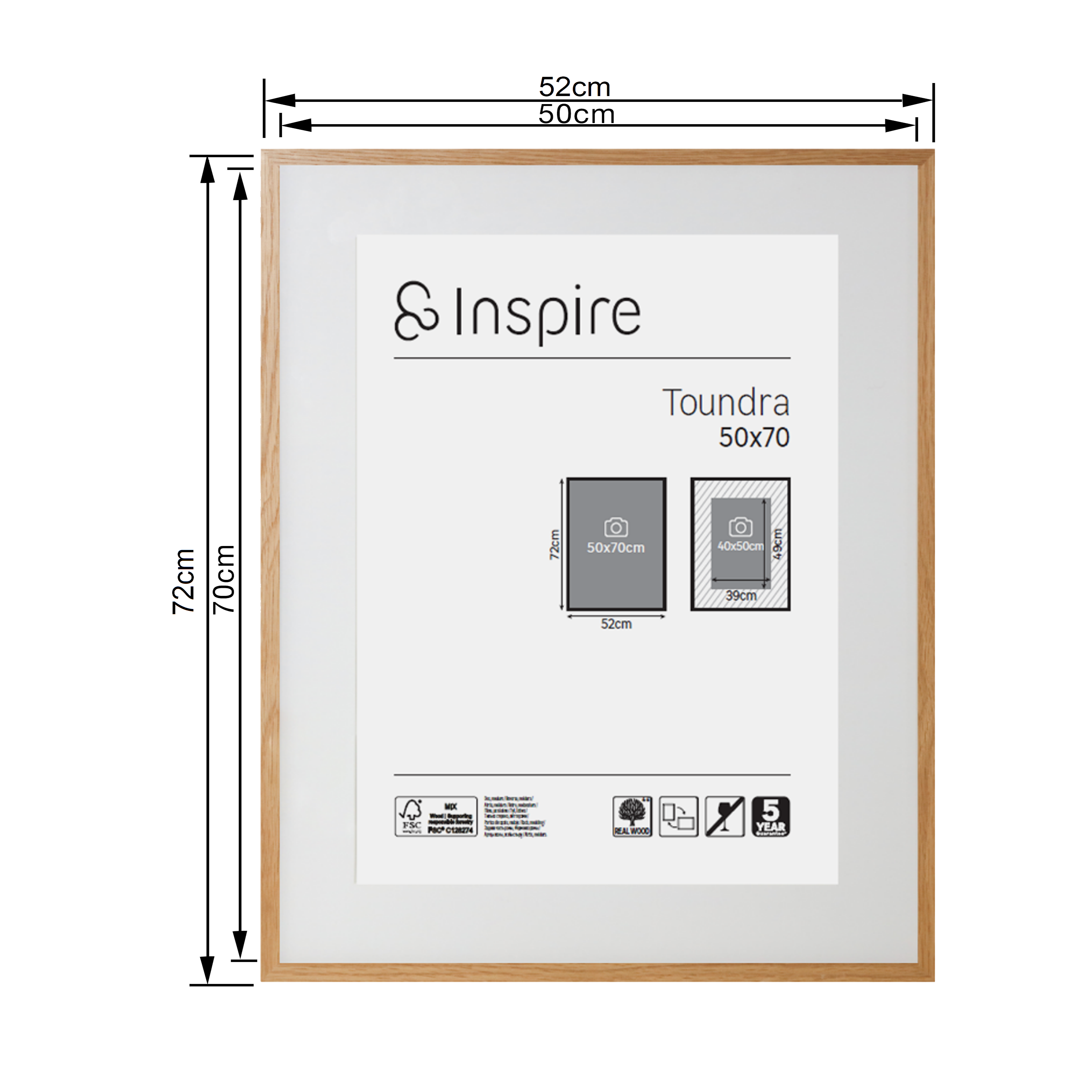 Marco con Passepartout Toundra natural INSPIRE 50x70cm - 3