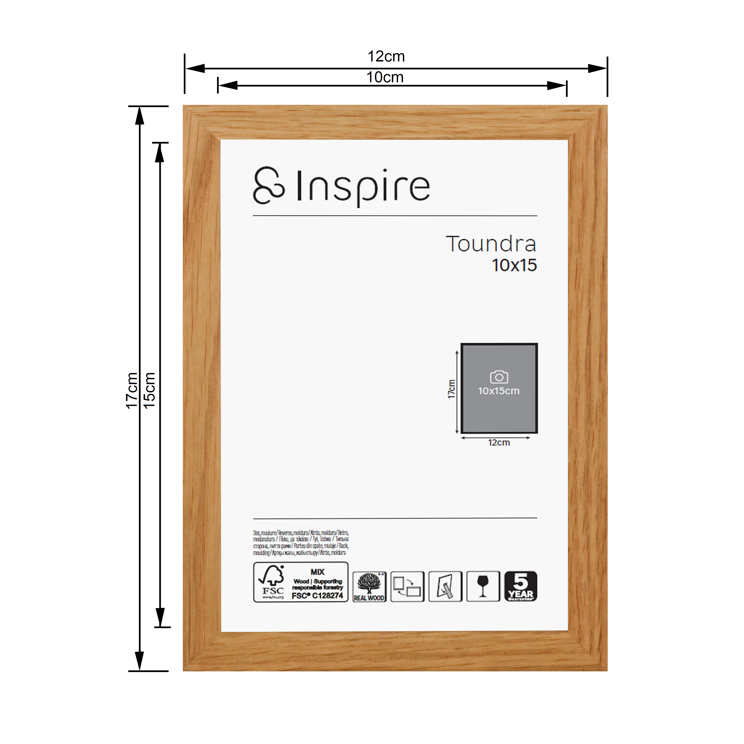 Cadre Toundra, H.15 x l.10 cm, bois naturel, INSPIRE - 4
