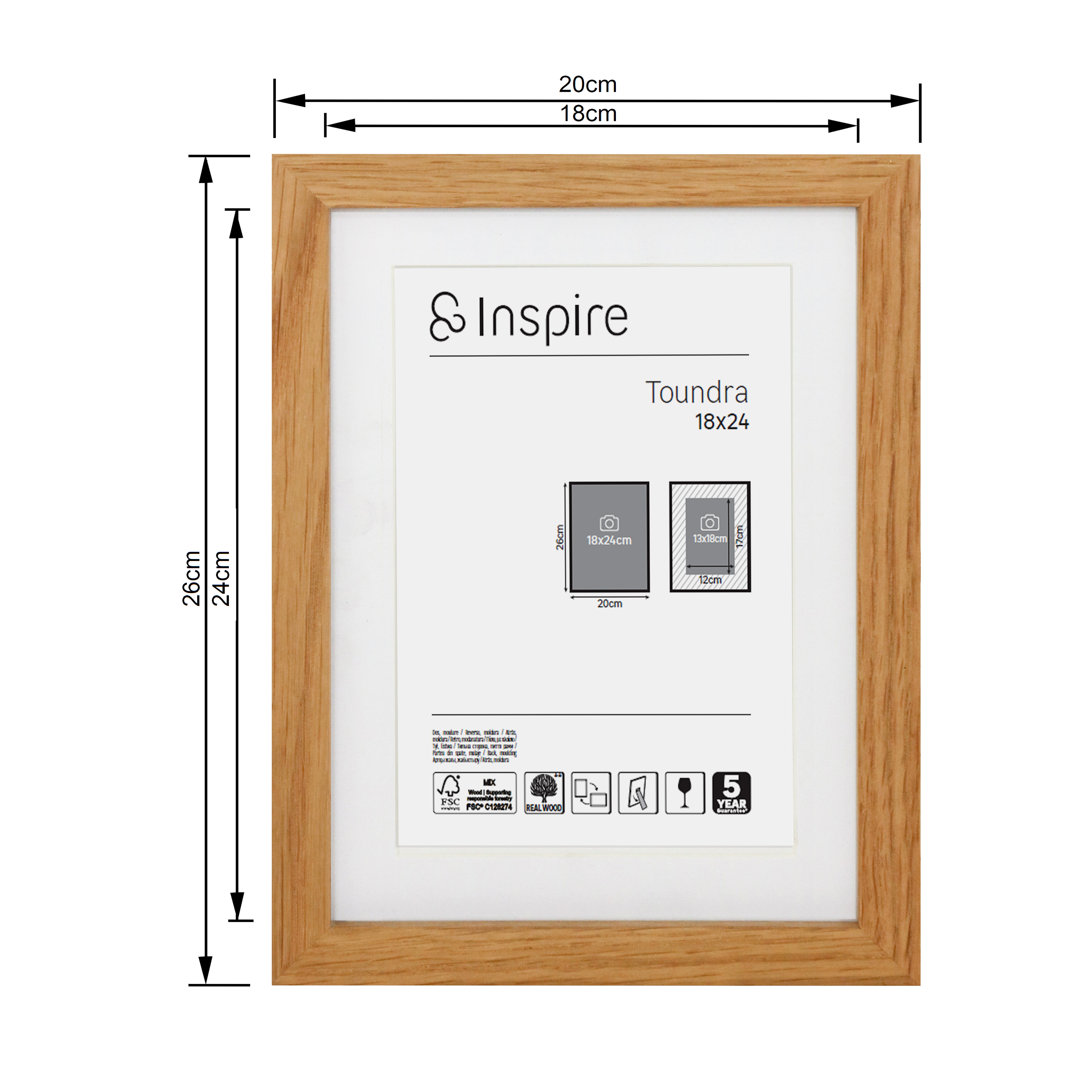 Cadre Toundra, 18 x 24 cm, bois naturel, INSPIRE - 3