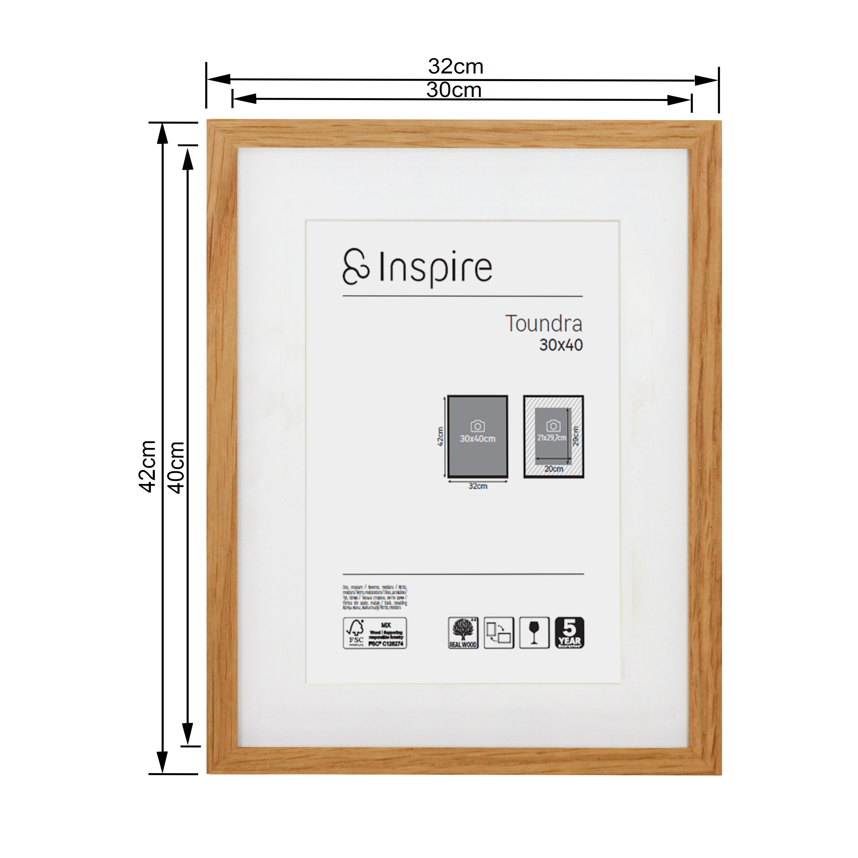 Cadre Toundra, 30 x 40 cm, bois naturel, INSPIRE - 6