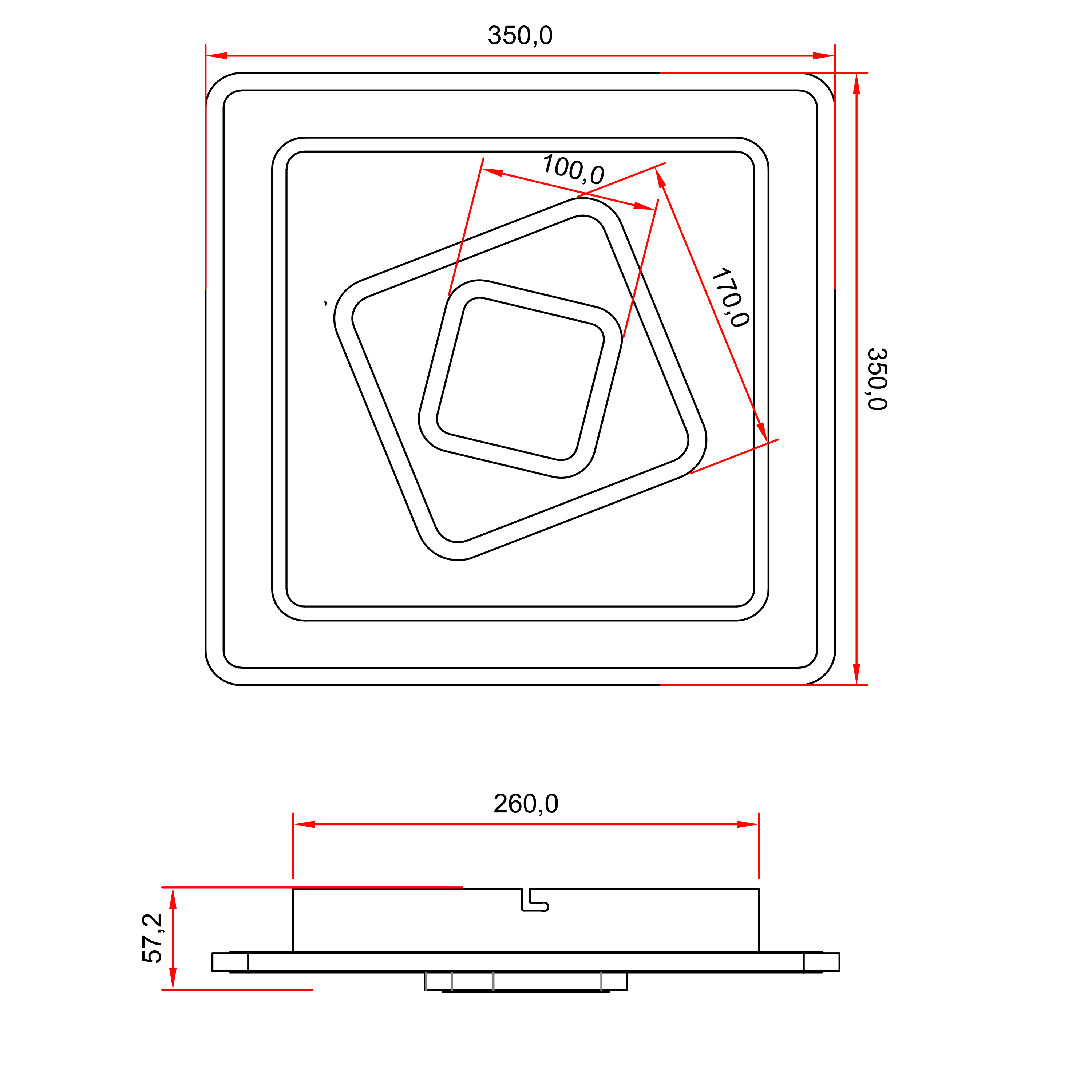 Plafonnier led, 4800 lumens, variation de blancs, Kaoli carré, INSPIRE, D.35 cm - 10